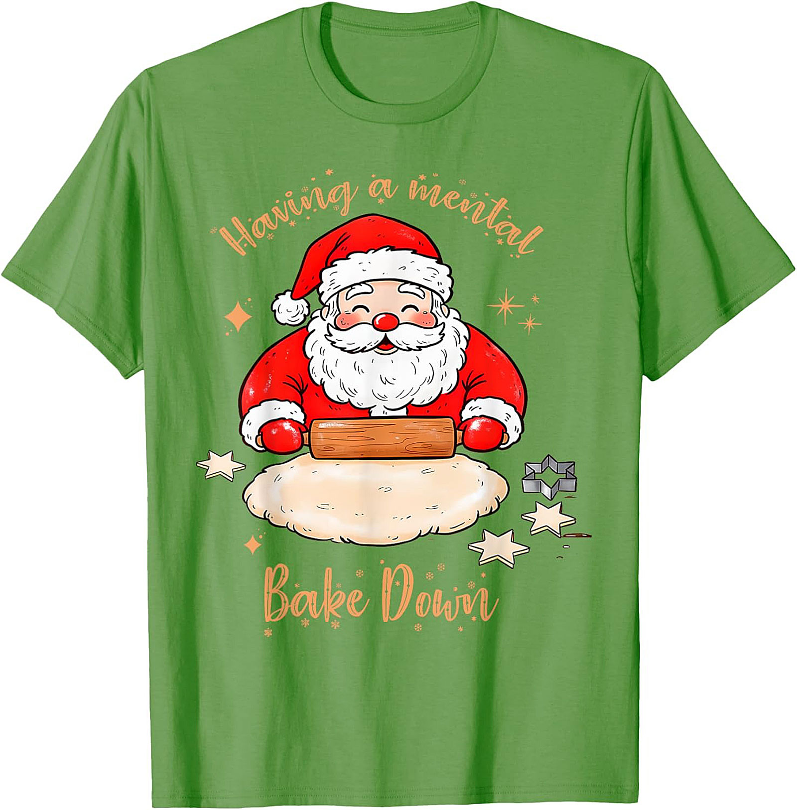 Funny Christmas T-shirt Mental Bake Down Santa Tee Gift