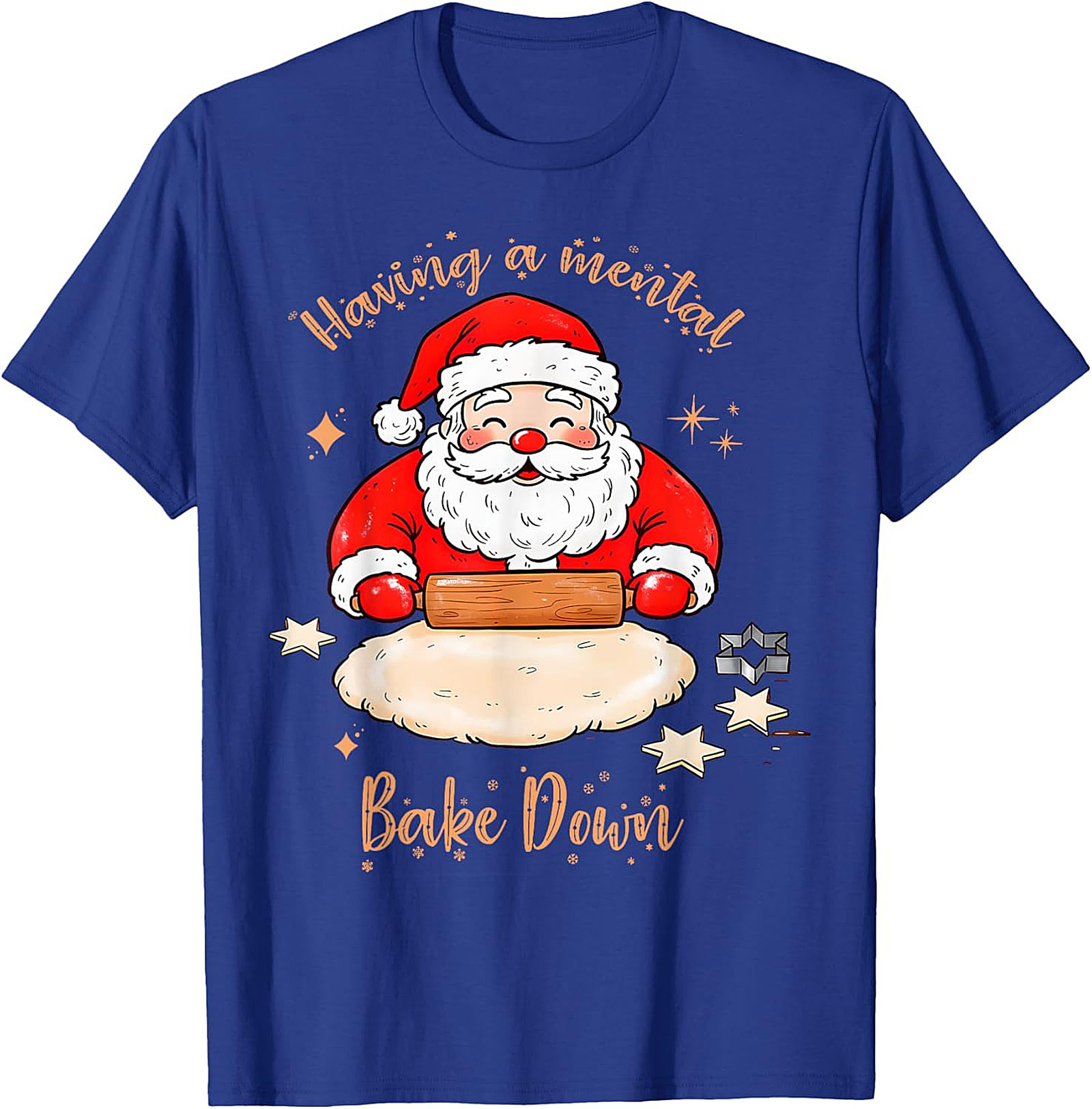 Funny Christmas T-shirt Mental Bake Down Santa Tee Gift