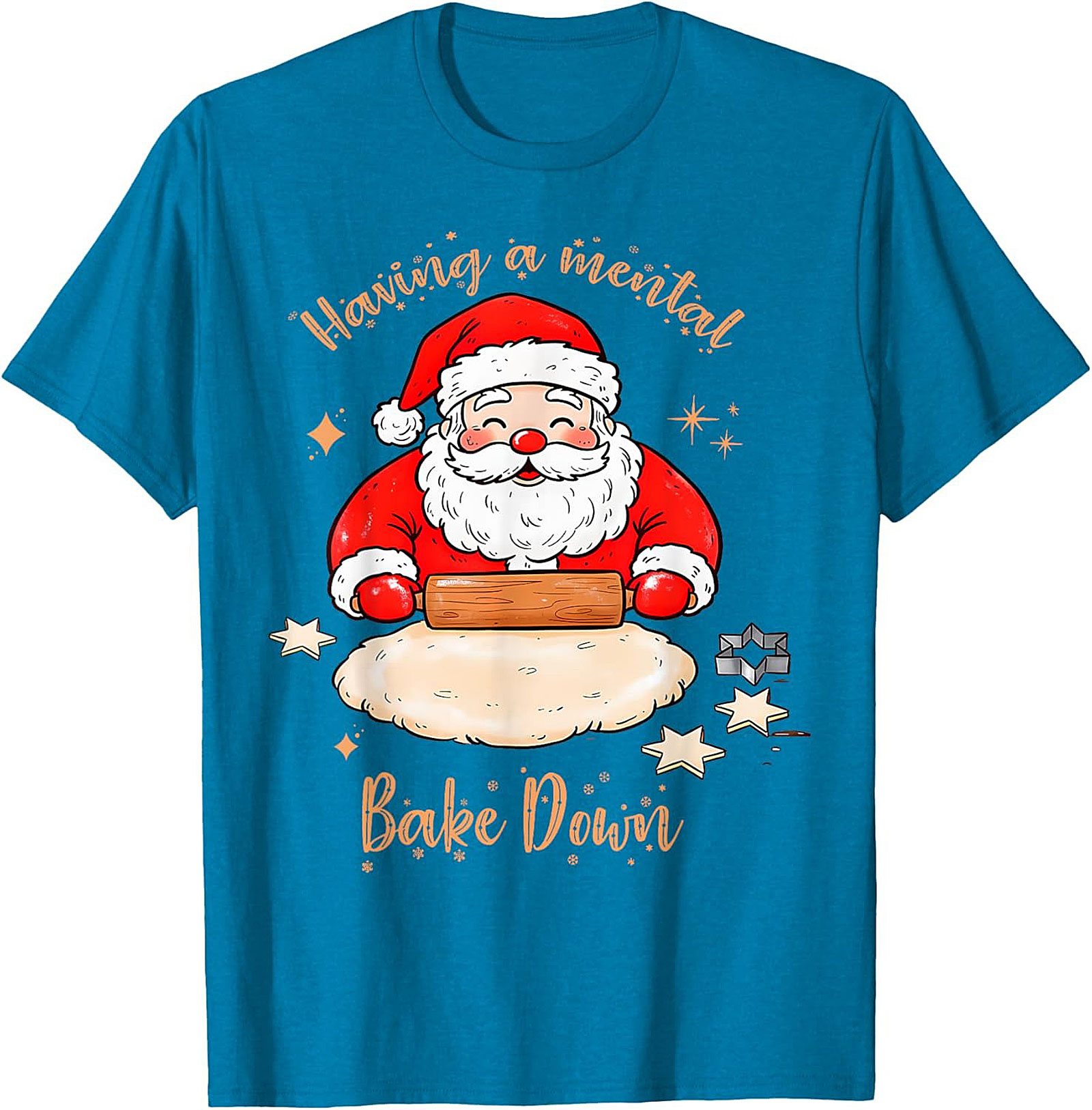 Funny Christmas T-shirt Mental Bake Down Santa Tee Gift