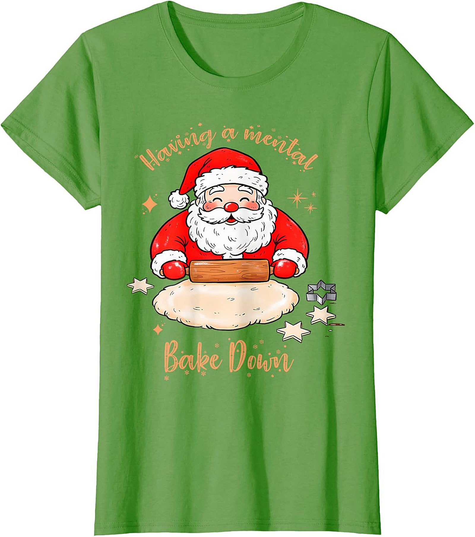 Funny Christmas T-shirt Mental Bake Down Santa Tee Gift