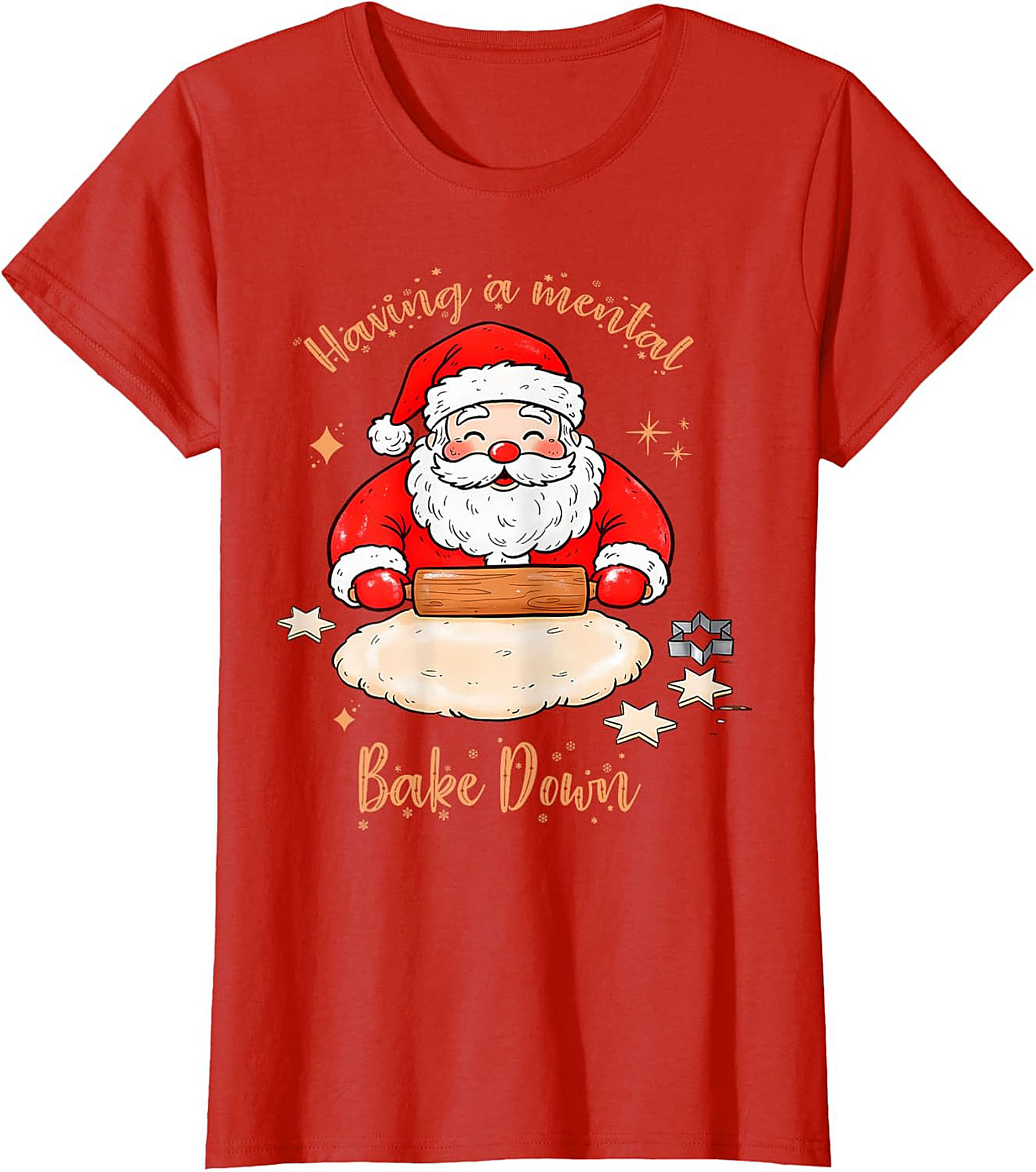 Funny Christmas T-shirt Mental Bake Down Santa Tee Gift