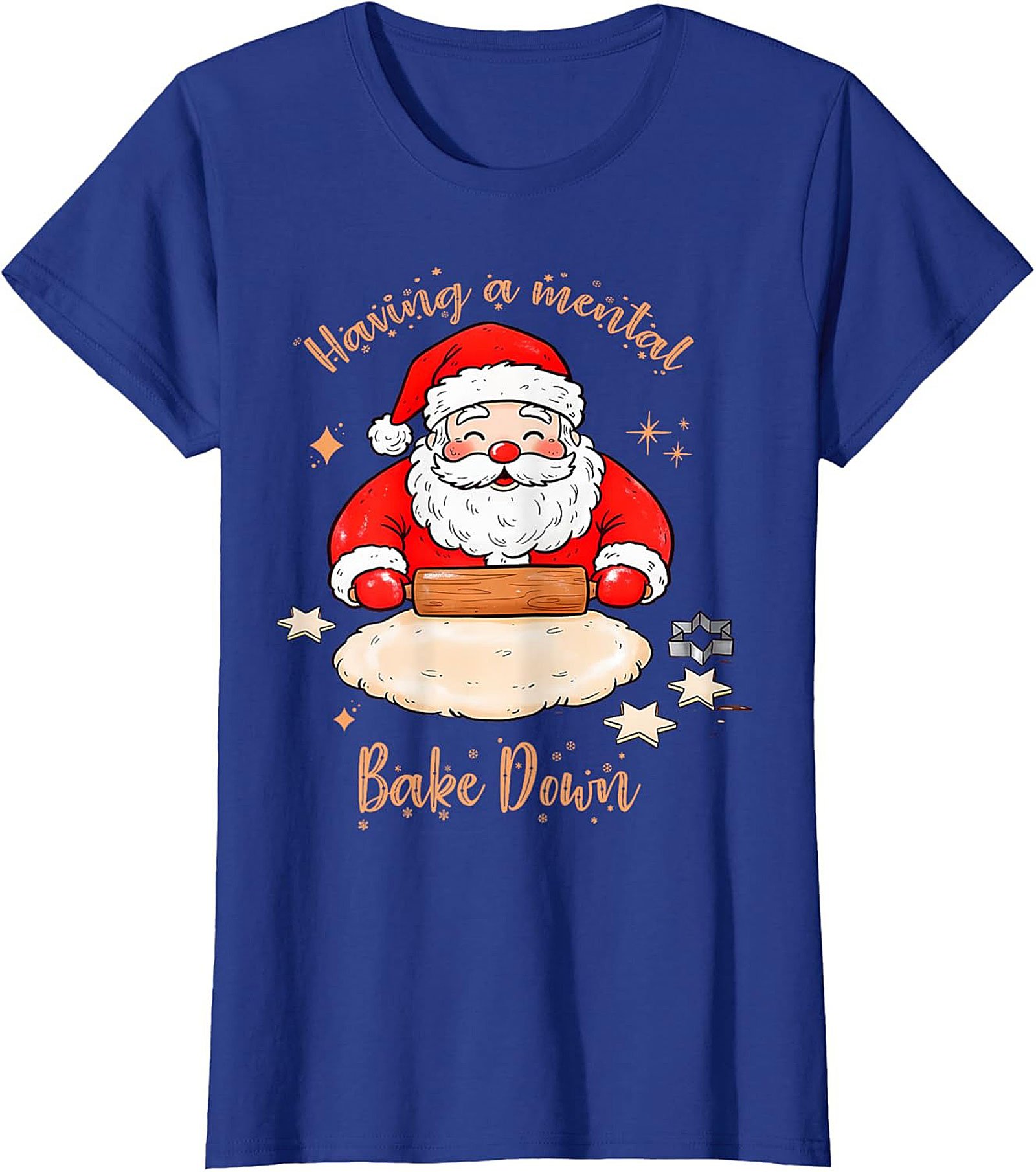 Funny Christmas T-shirt Mental Bake Down Santa Tee Gift