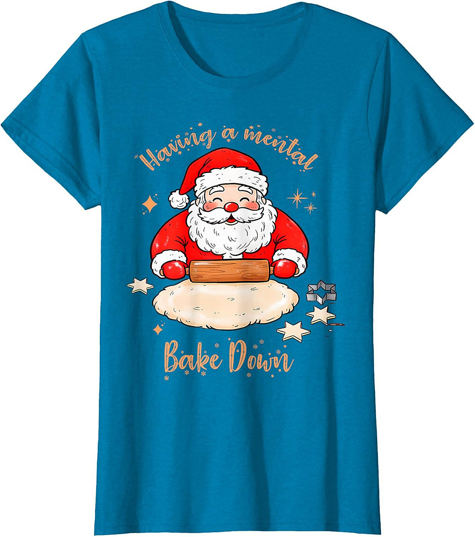 Funny Christmas T-shirt Mental Bake Down Santa Tee Gift