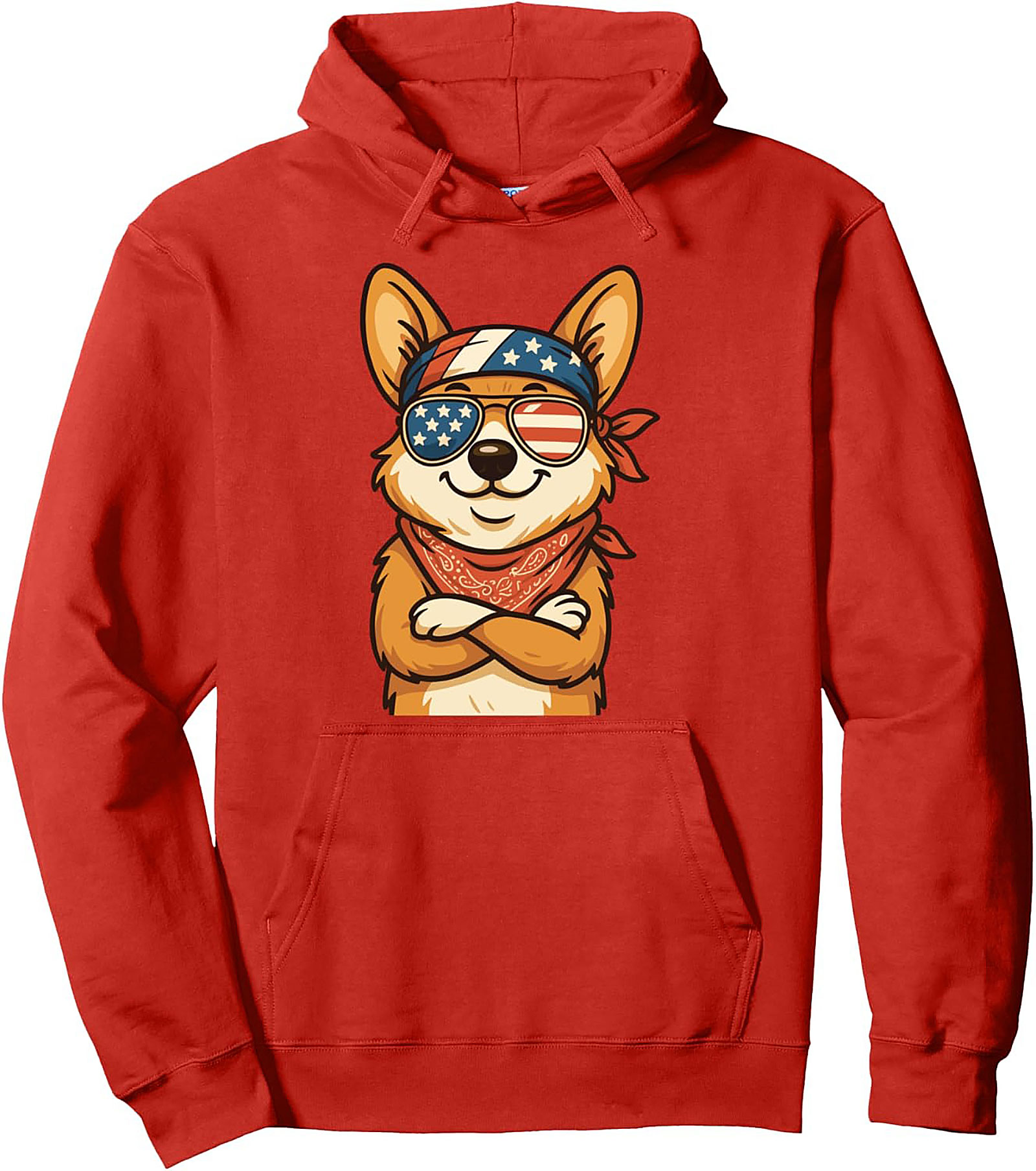 Patriotic Corgi Pullover Hoodie | American Dog Graphic
