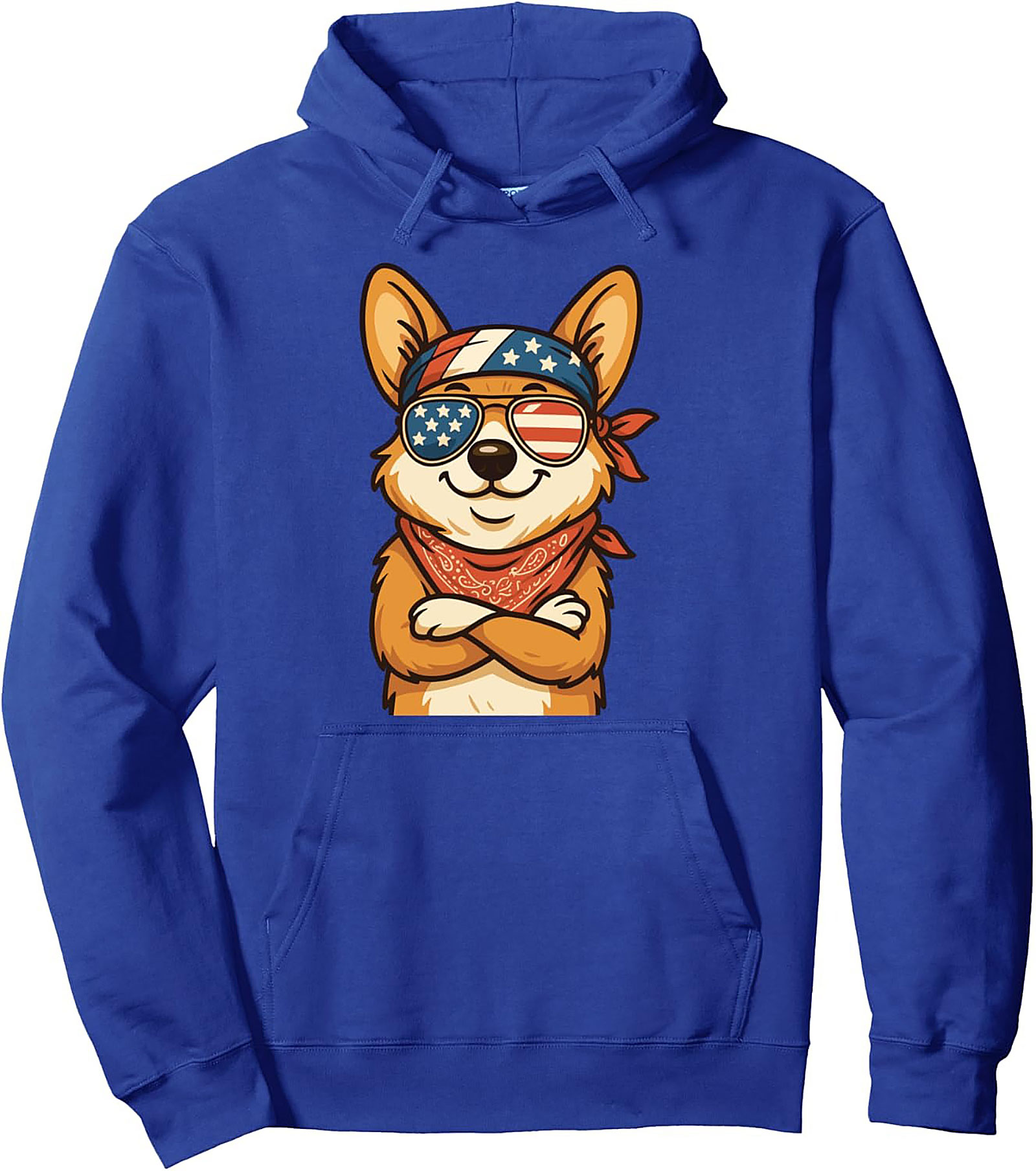Patriotic Corgi Pullover Hoodie | American Dog Graphic
