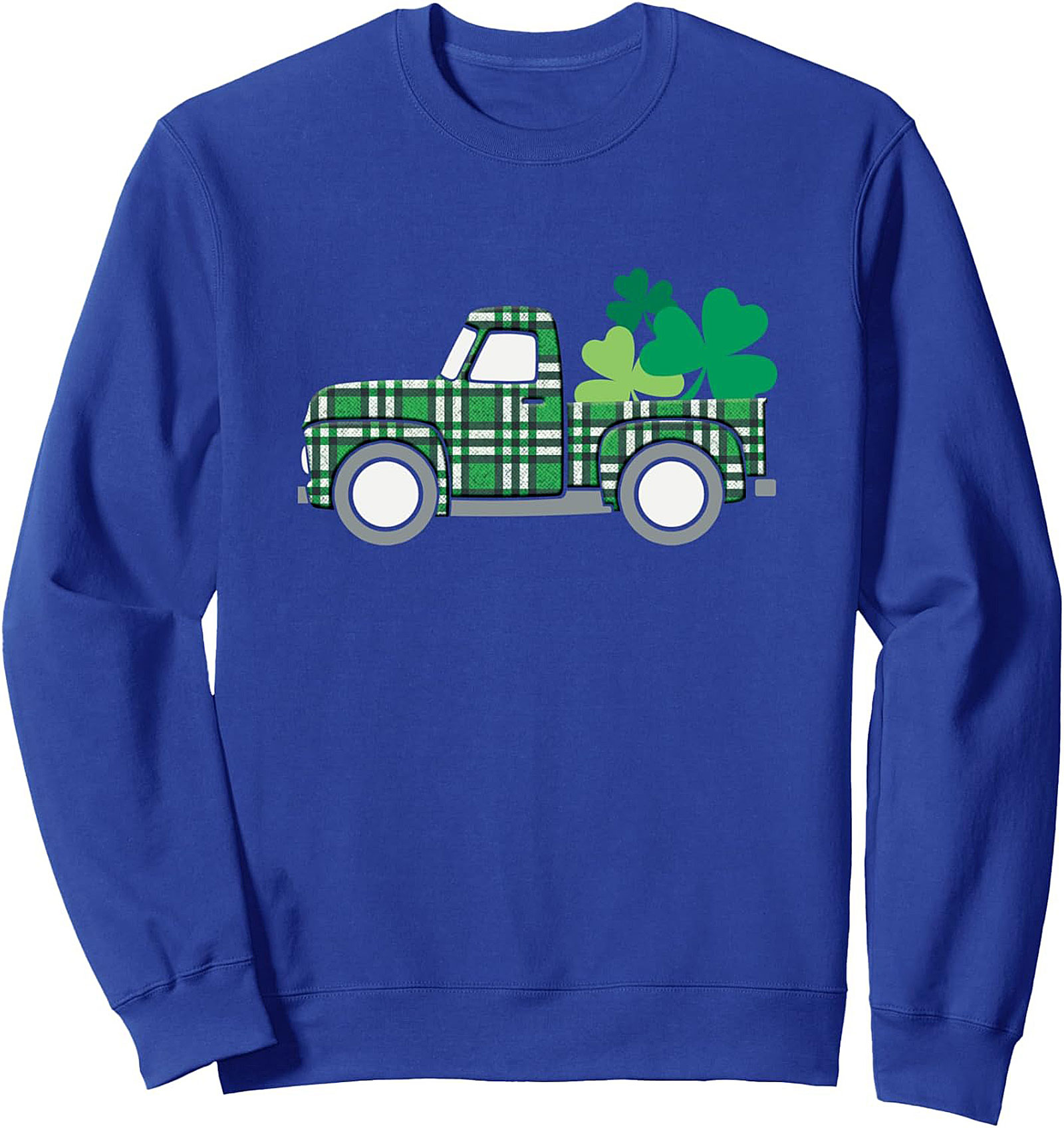 Vintage Green Plaid Truck St. Patrick's Day Crewneck Sweatshirt