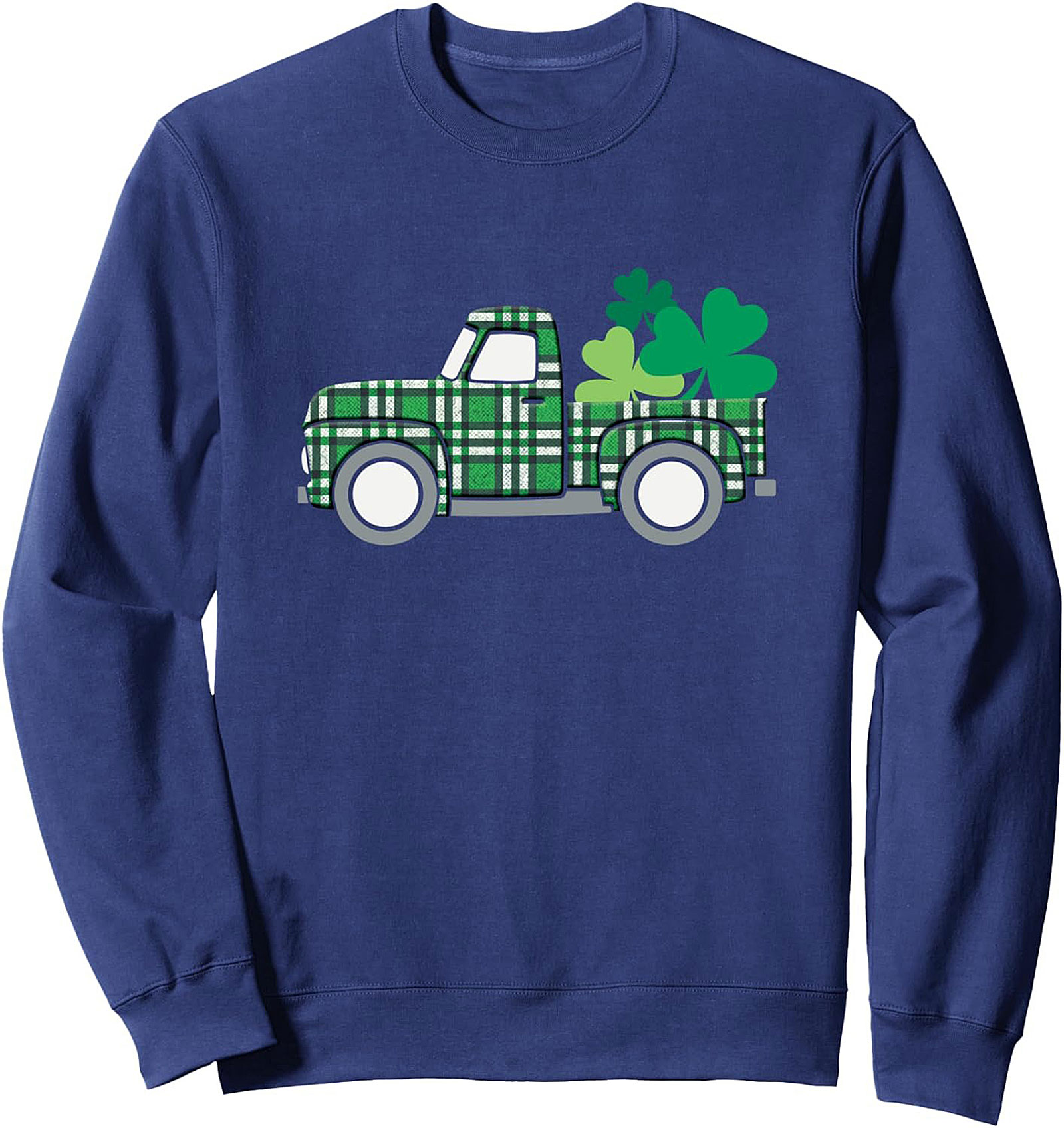 Vintage Green Plaid Truck St. Patrick's Day Crewneck Sweatshirt