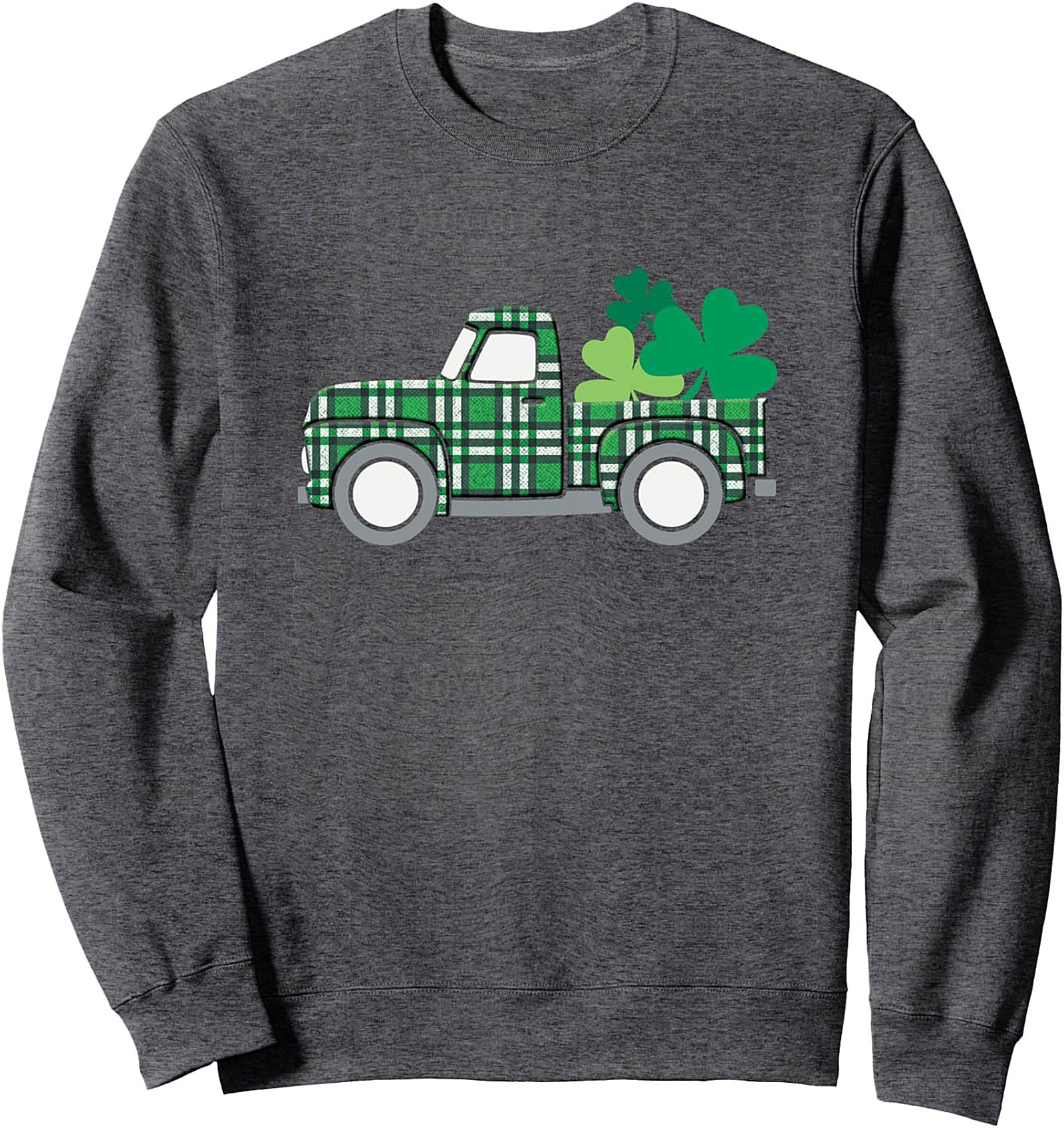 Vintage Green Plaid Truck St. Patrick's Day Crewneck Sweatshirt
