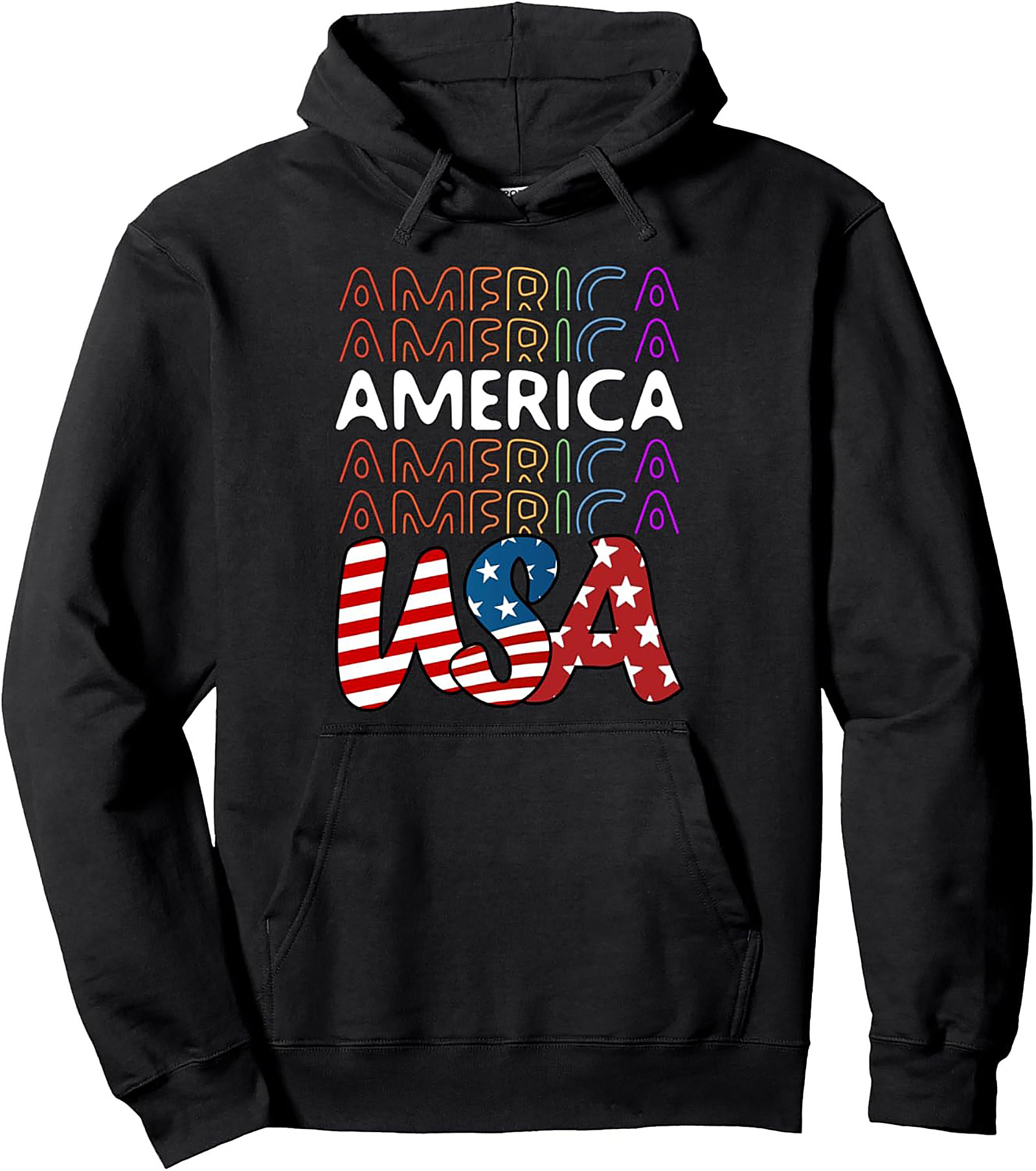 Retro Patriotic Pullover Hoodie | USA Flag Graphic