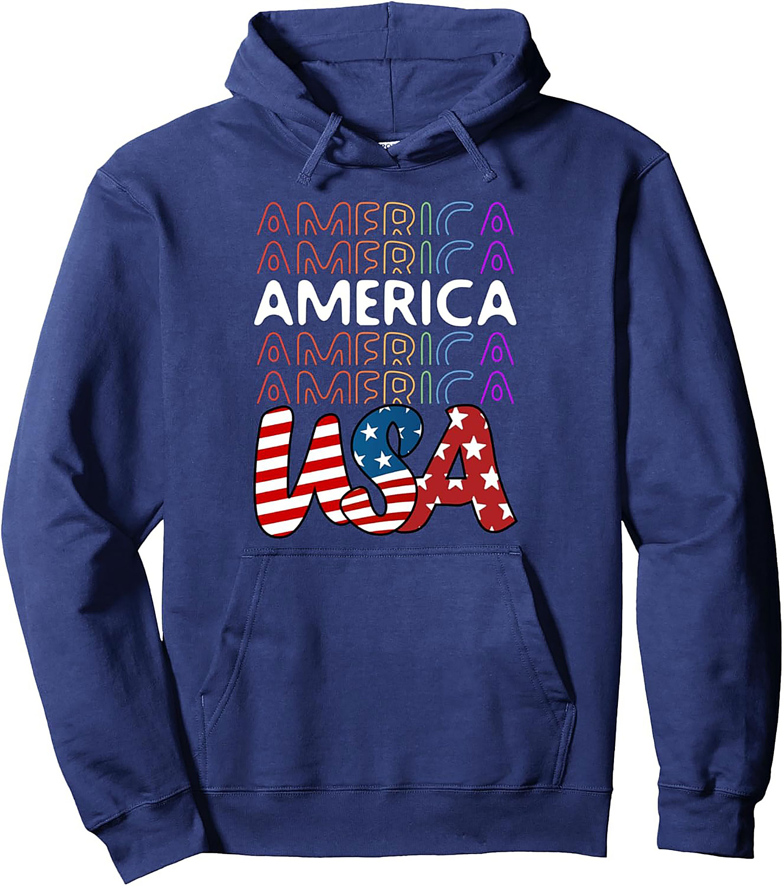 Retro Patriotic Pullover Hoodie | USA Flag Graphic