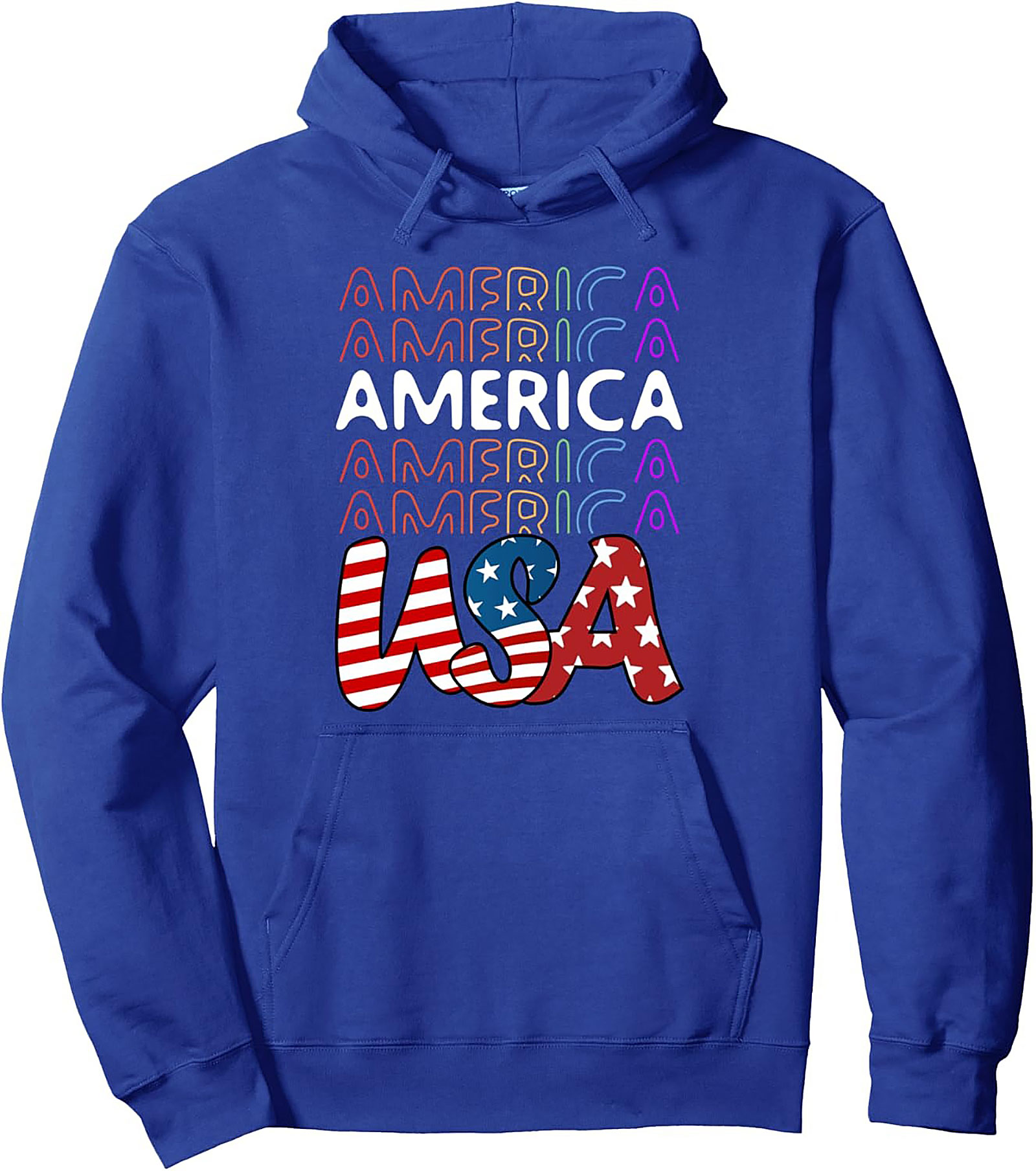 Retro Patriotic Pullover Hoodie | USA Flag Graphic