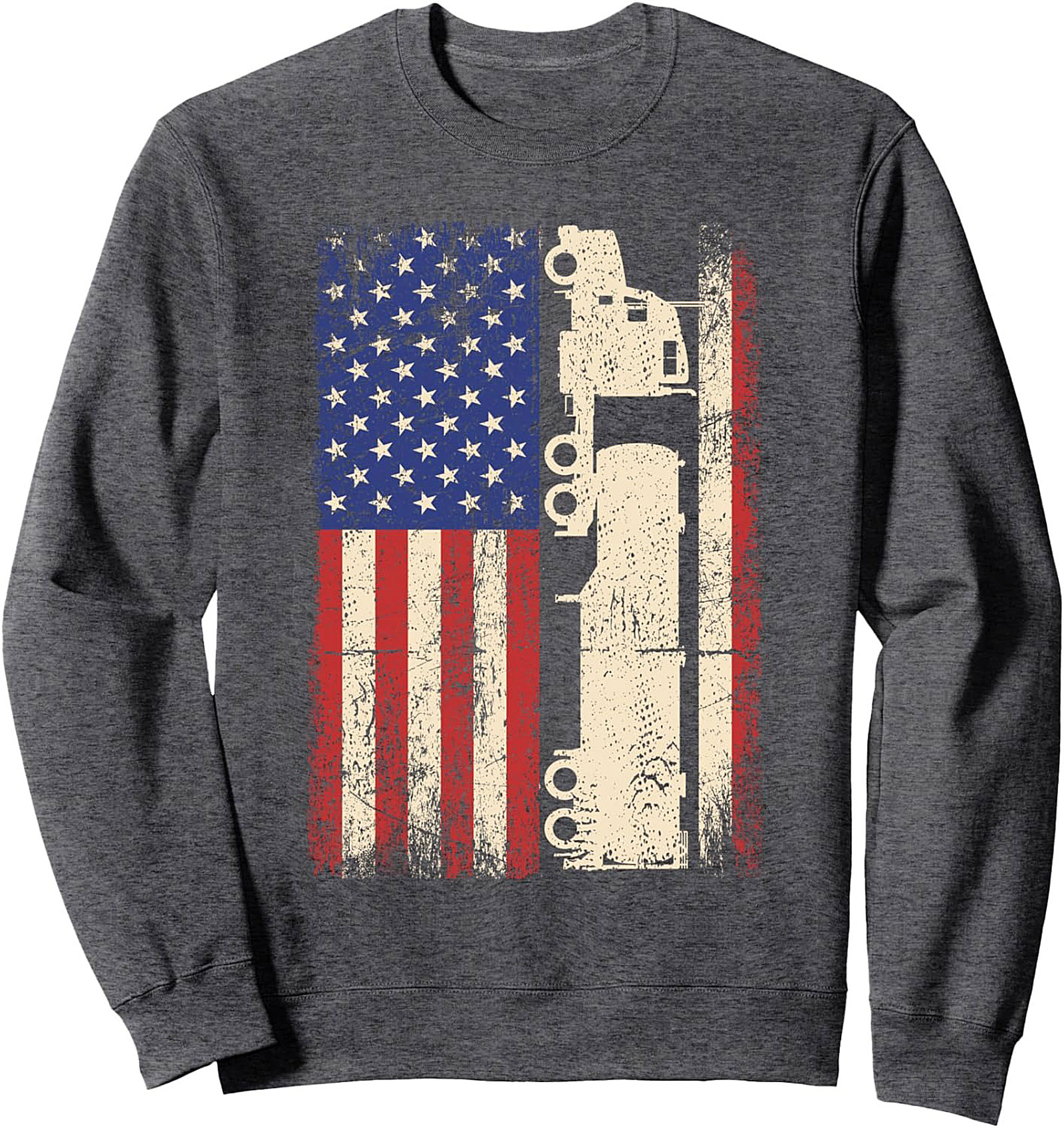 Vintage American Flag Semi-Truck Graphic Sweatshirt