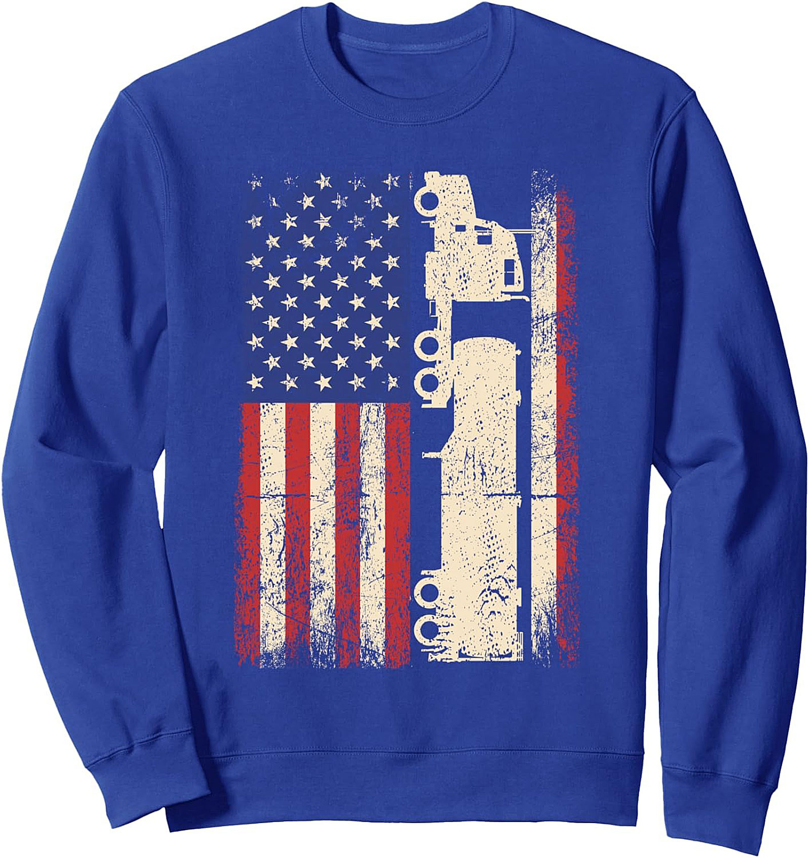 Vintage American Flag Semi-Truck Graphic Sweatshirt