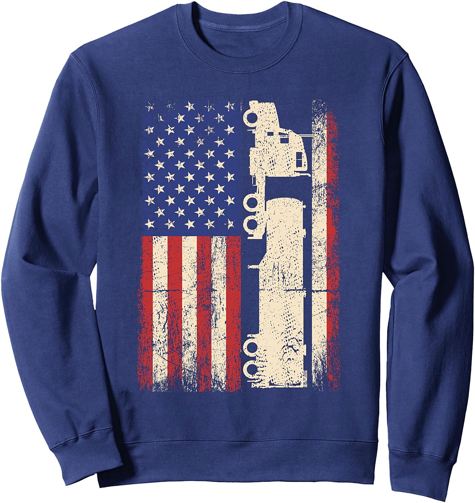 Vintage American Flag Semi-Truck Graphic Sweatshirt