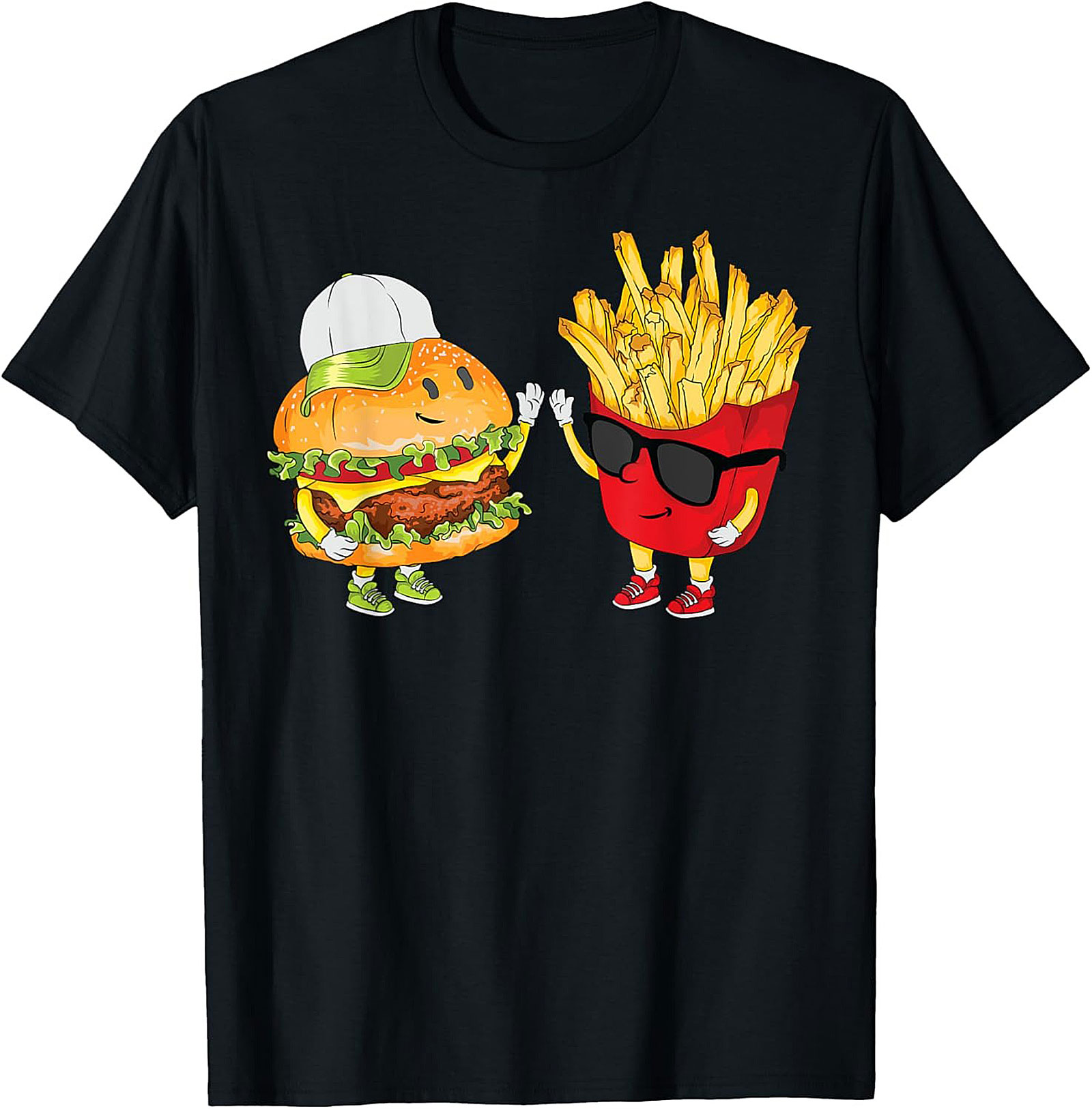 Funny Burger & Fries Graphic Tee Soft Cotton Shirt