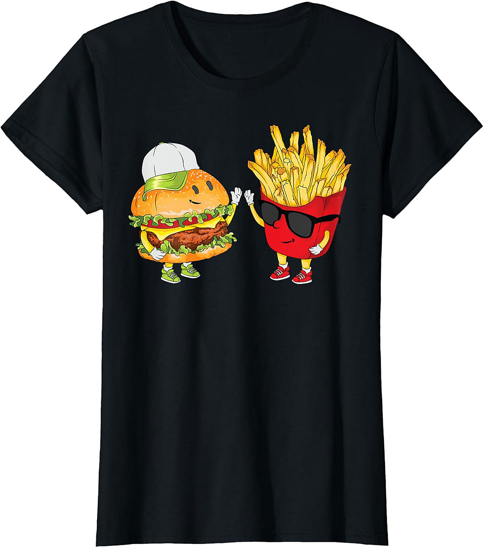 Funny Burger & Fries Graphic Tee Soft Cotton Shirt
