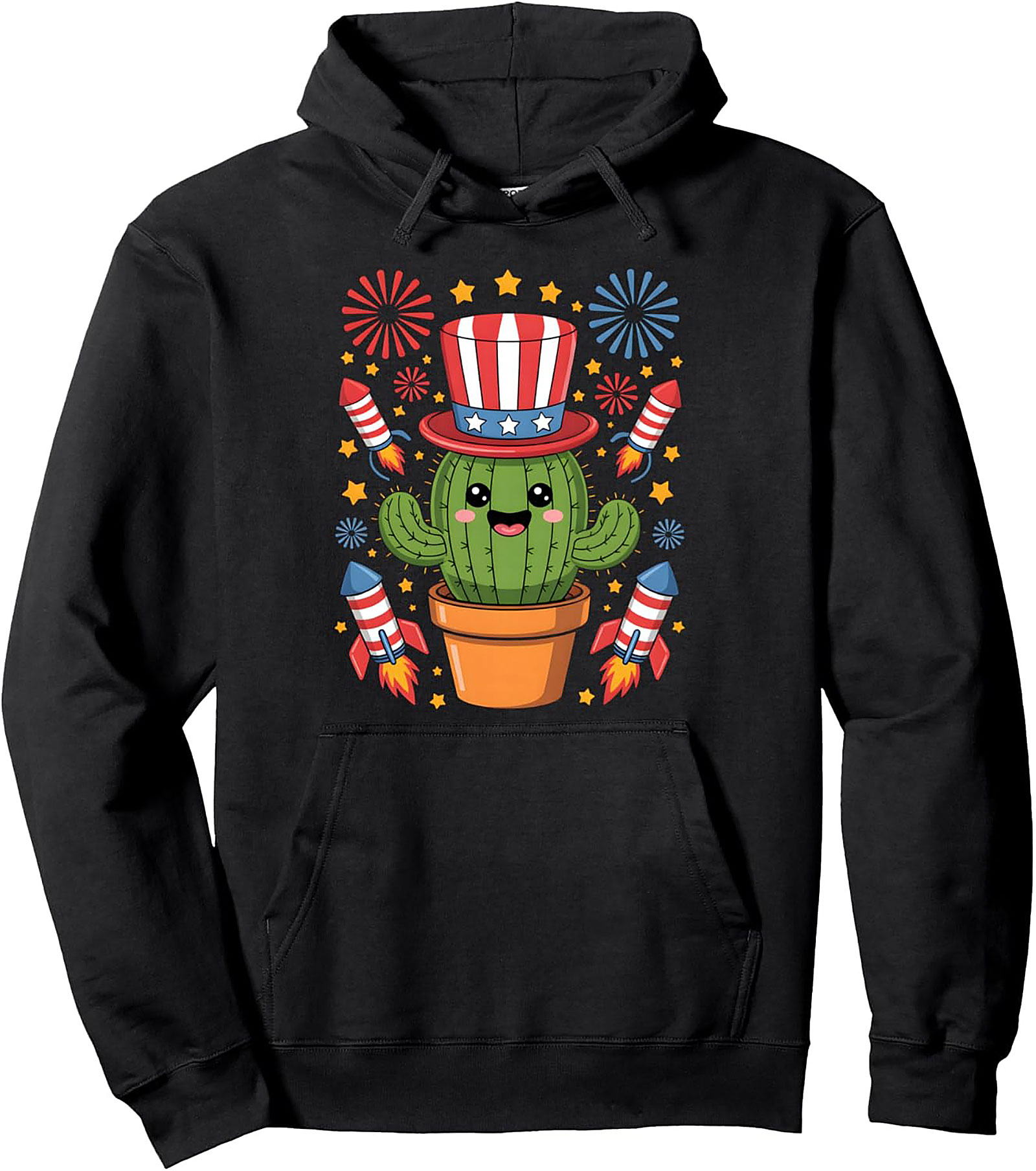 Patriotic Cactus Pullover Hoodie | 4th of July Graphic