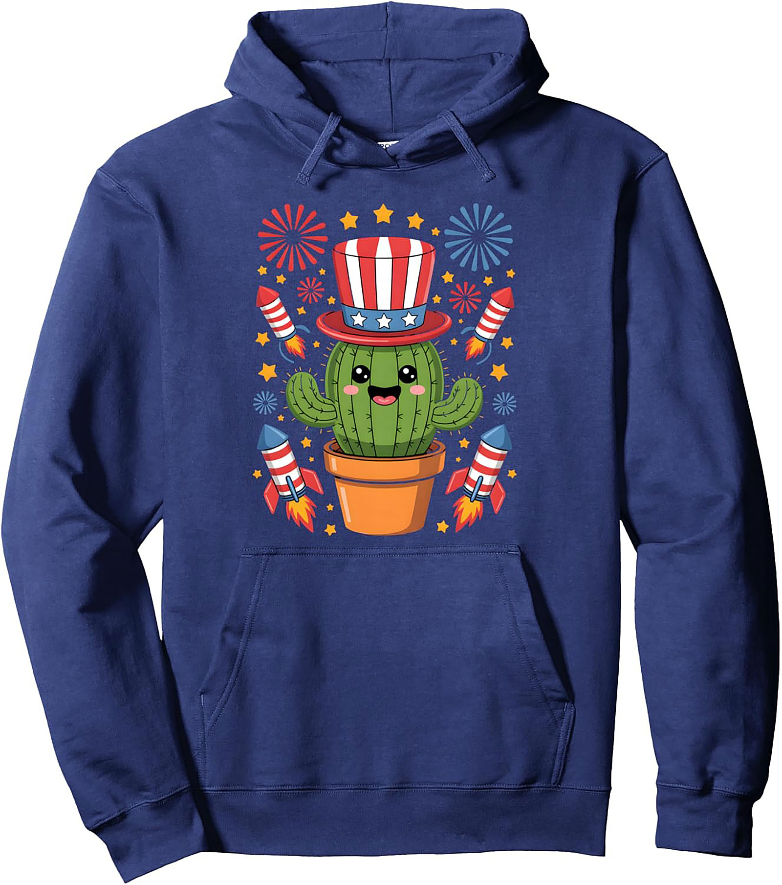 Patriotic Cactus Pullover Hoodie | 4th of July Graphic