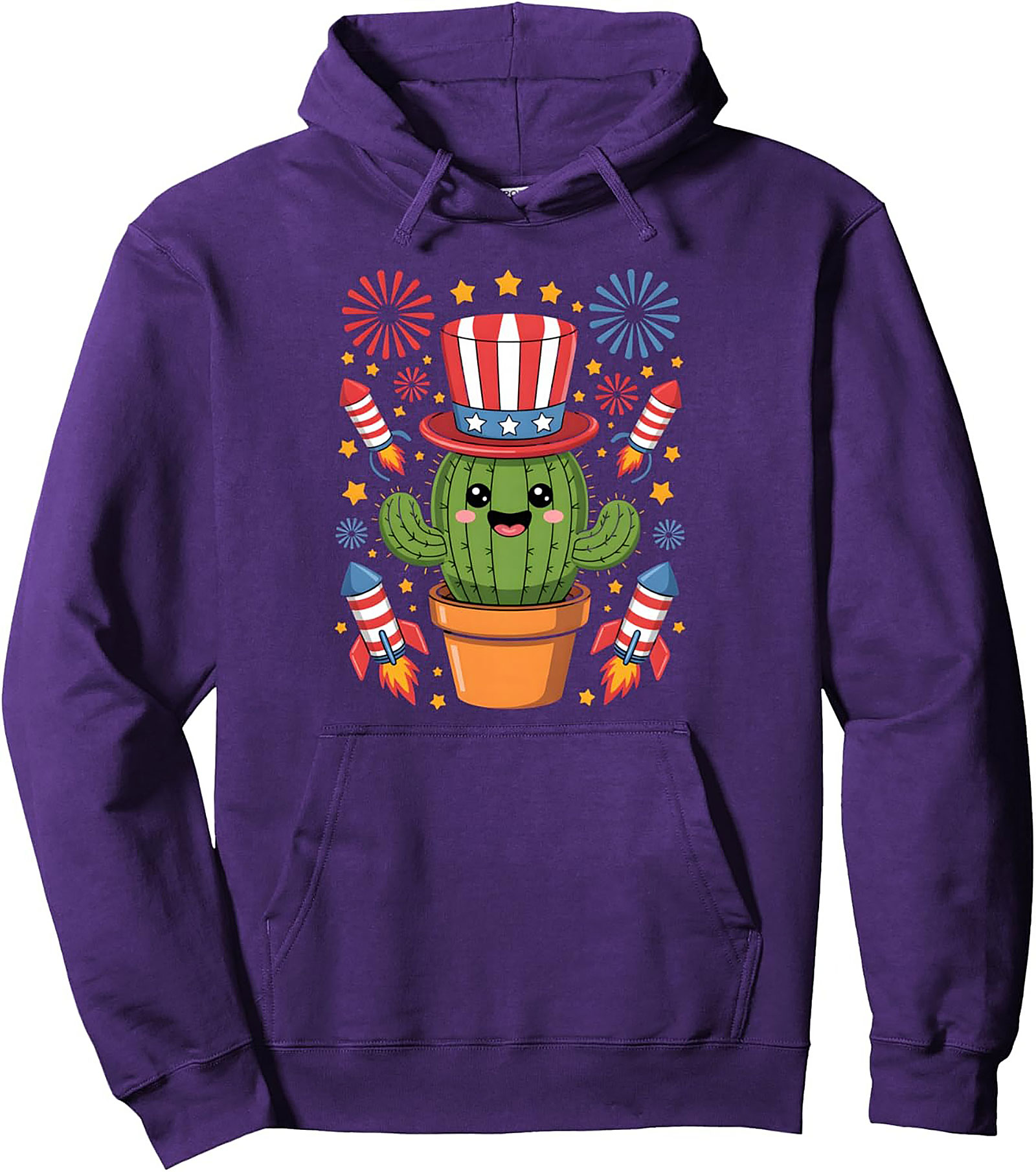 Patriotic Cactus Pullover Hoodie | 4th of July Graphic