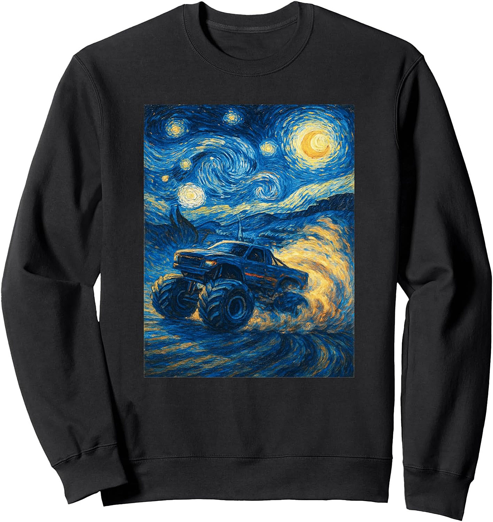 Van Gogh Starry Night Monster Truck Graphic Sweatshirt