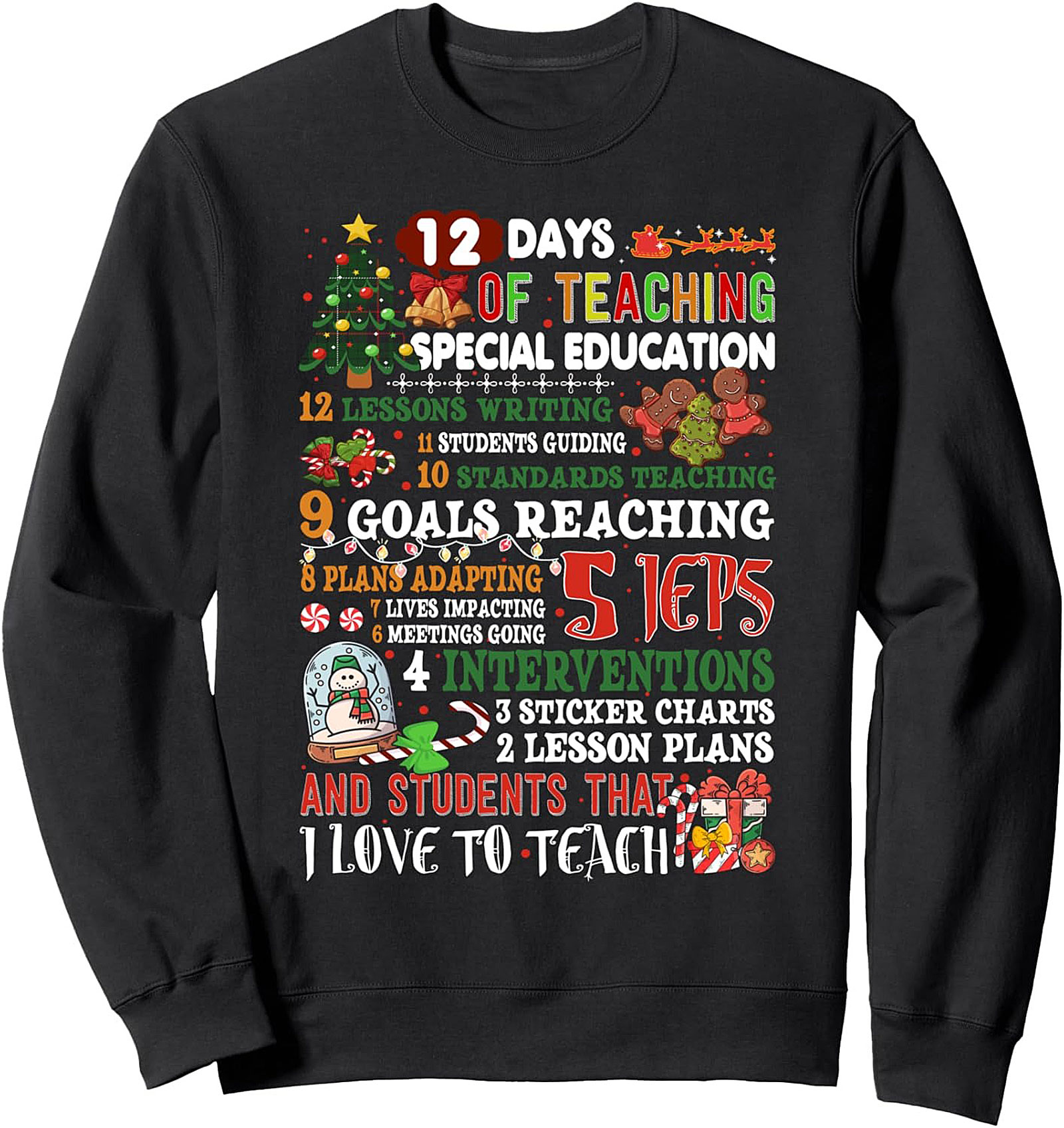 Cozy SPED Teacher Christmas Sweatshirt - 12 Days Crewneck