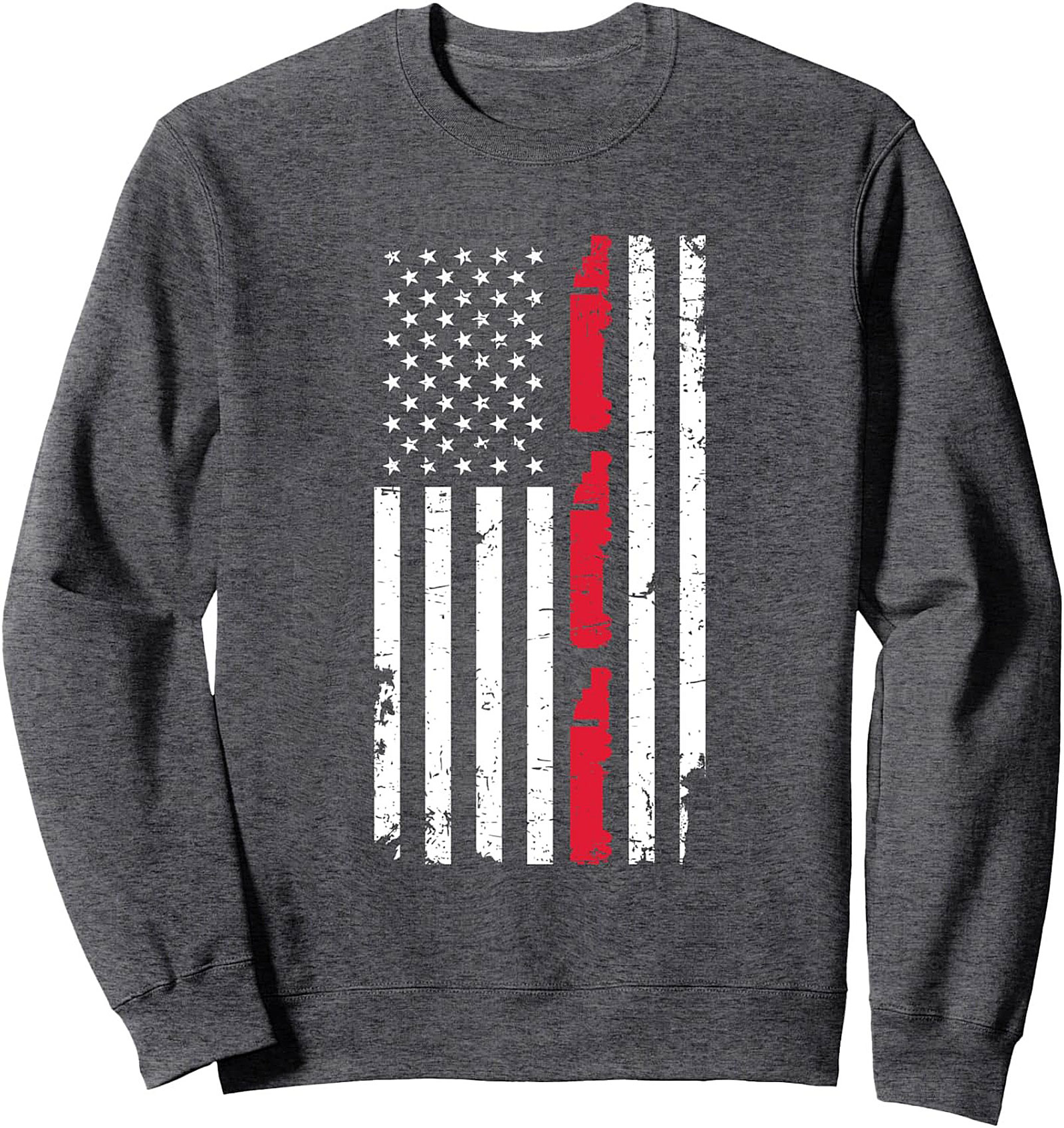 Distressed Thin Red Line Firefighter Crewneck Sweatshirt