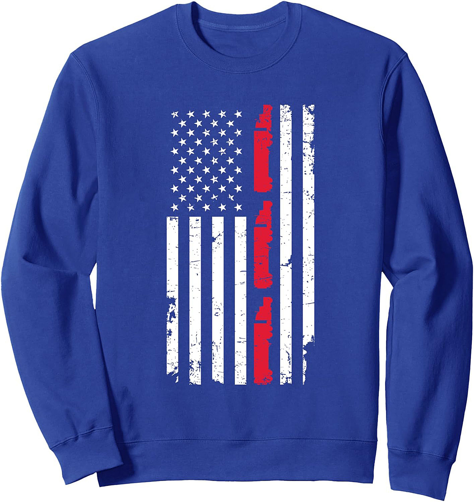 Distressed Thin Red Line Firefighter Crewneck Sweatshirt