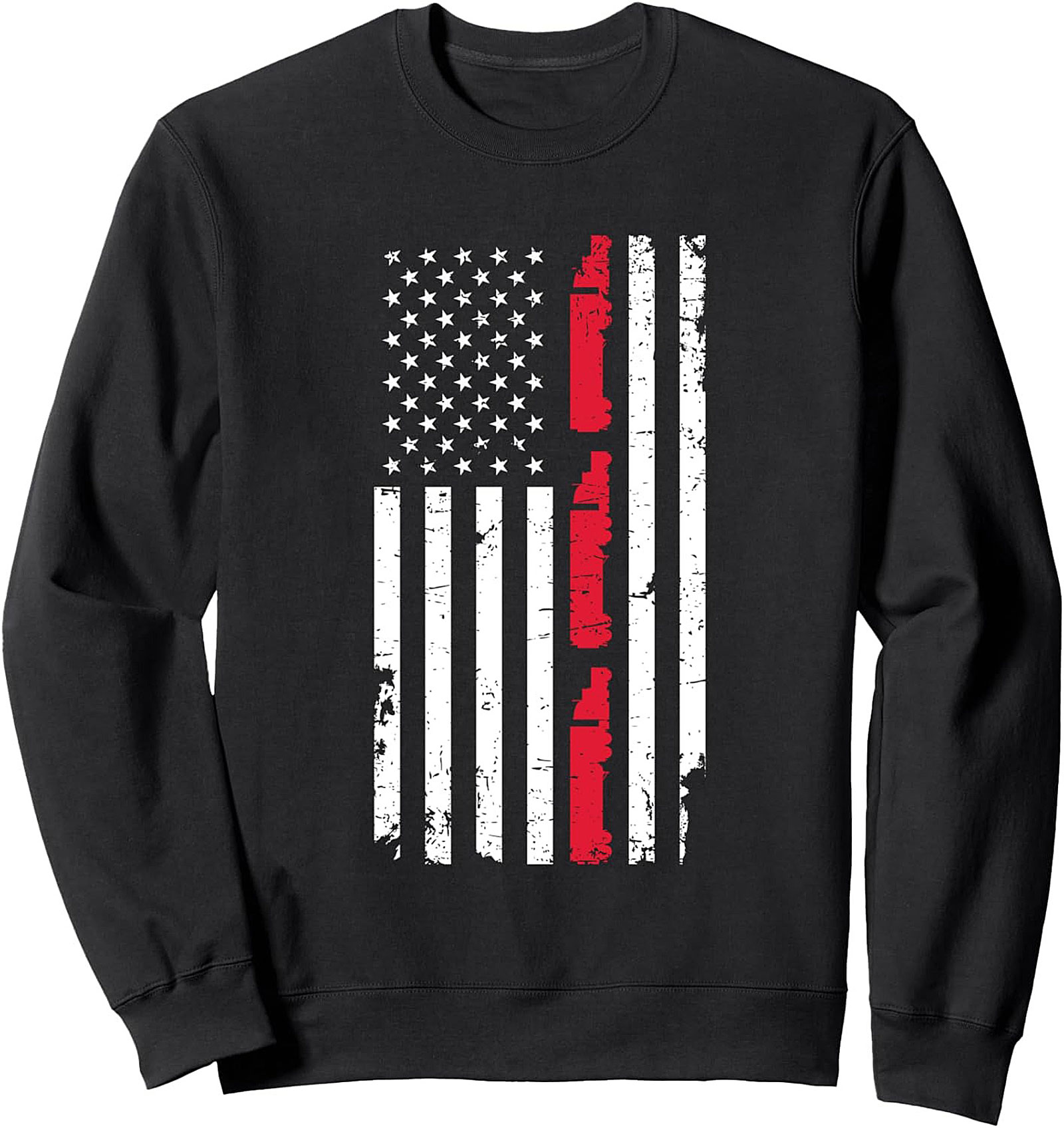 Distressed Thin Red Line Firefighter Crewneck Sweatshirt