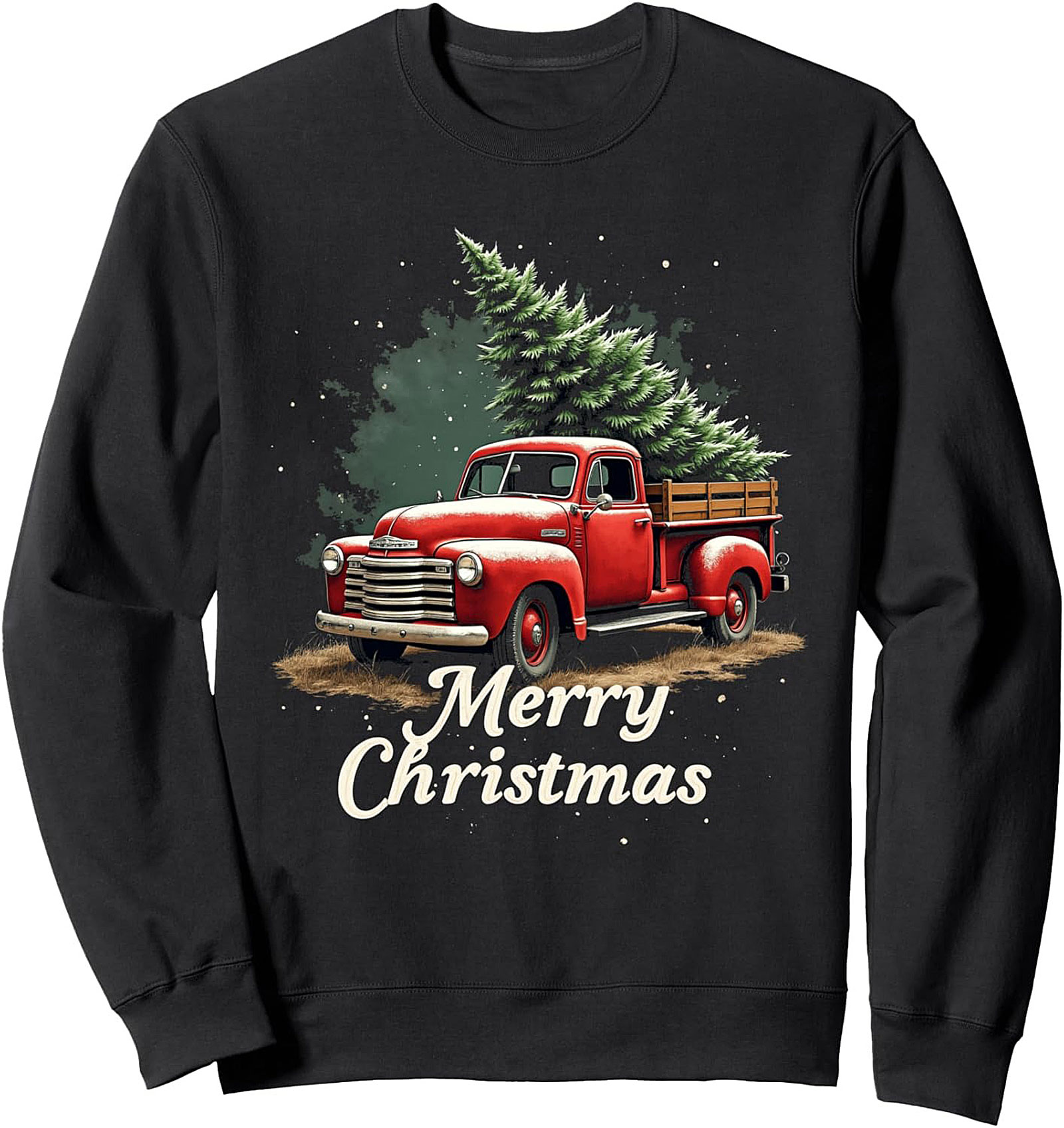 Vintage Red Christmas Truck Sweatshirt | Cozy Holiday Crewneck Pullover