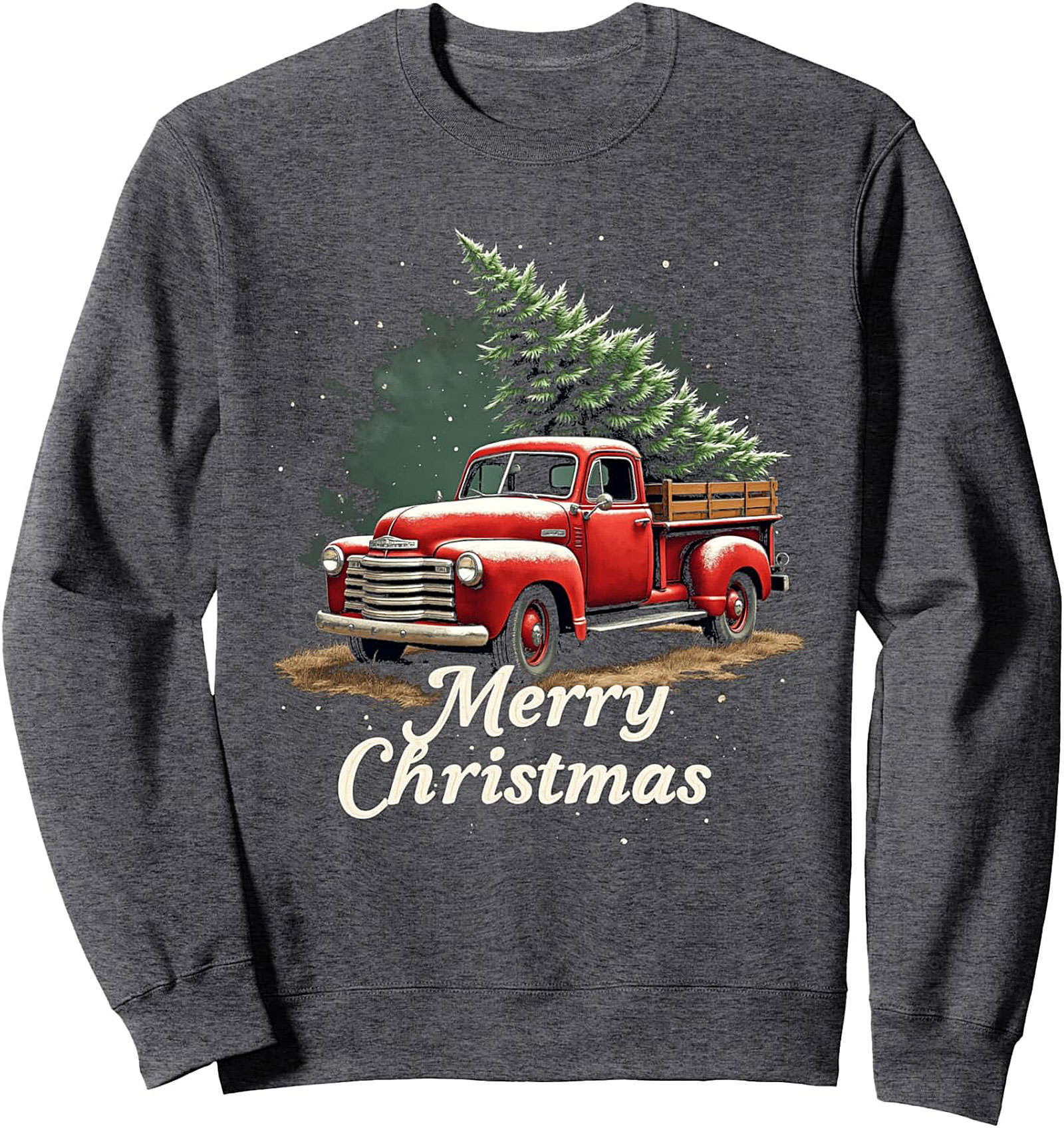 Vintage Red Christmas Truck Sweatshirt | Cozy Holiday Crewneck Pullover