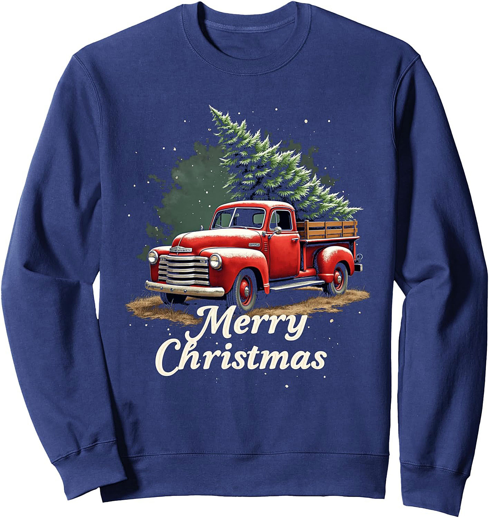 Vintage Red Christmas Truck Sweatshirt | Cozy Holiday Crewneck Pullover