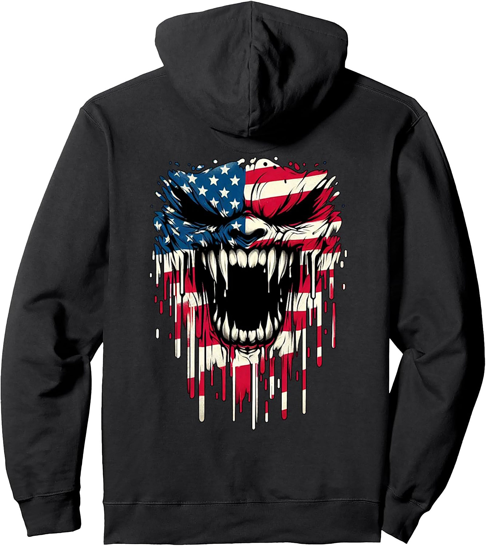 Aggressive Patriotic Monster Graphic Hoodie | USA Flag