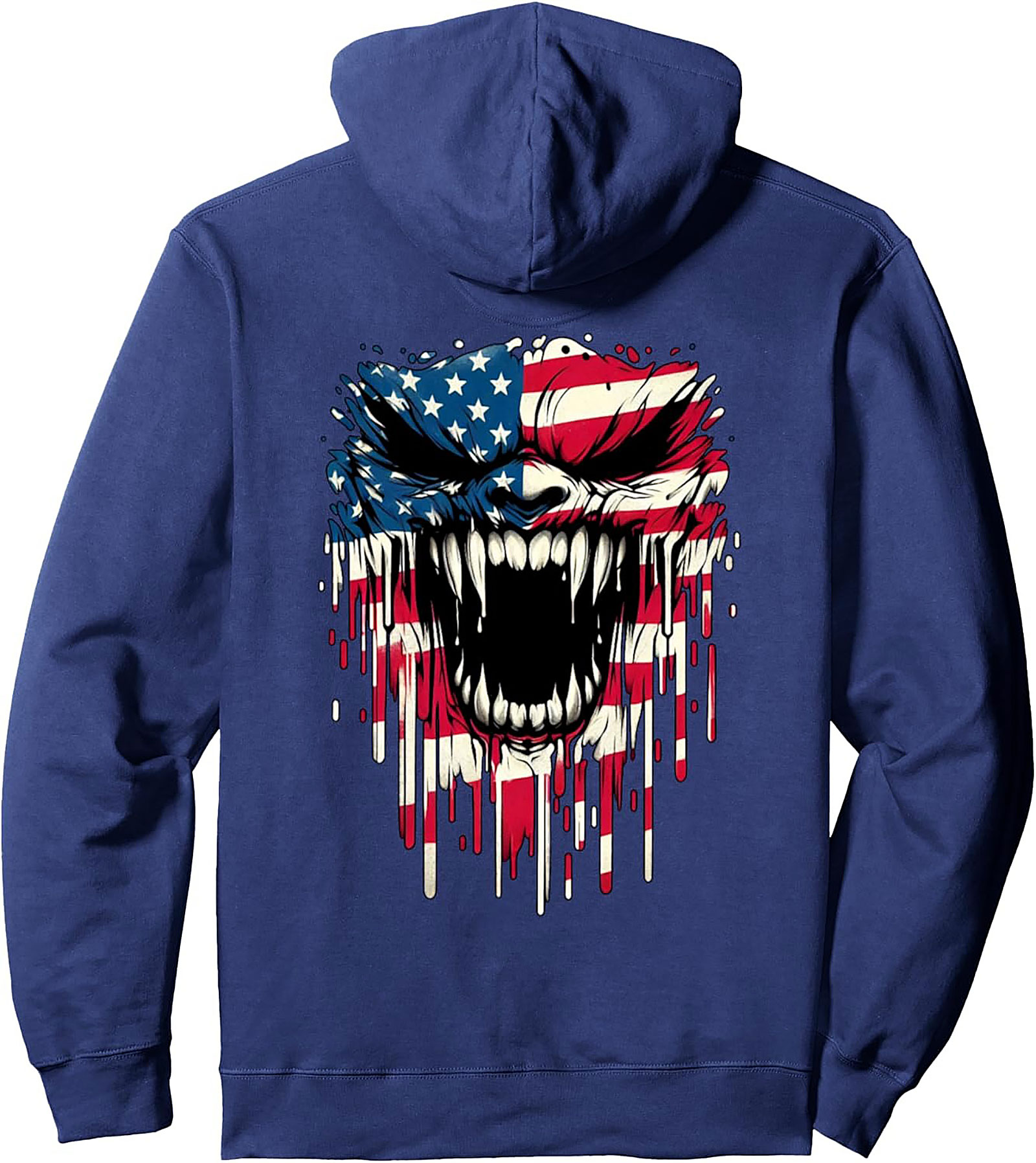Aggressive Patriotic Monster Graphic Hoodie | USA Flag