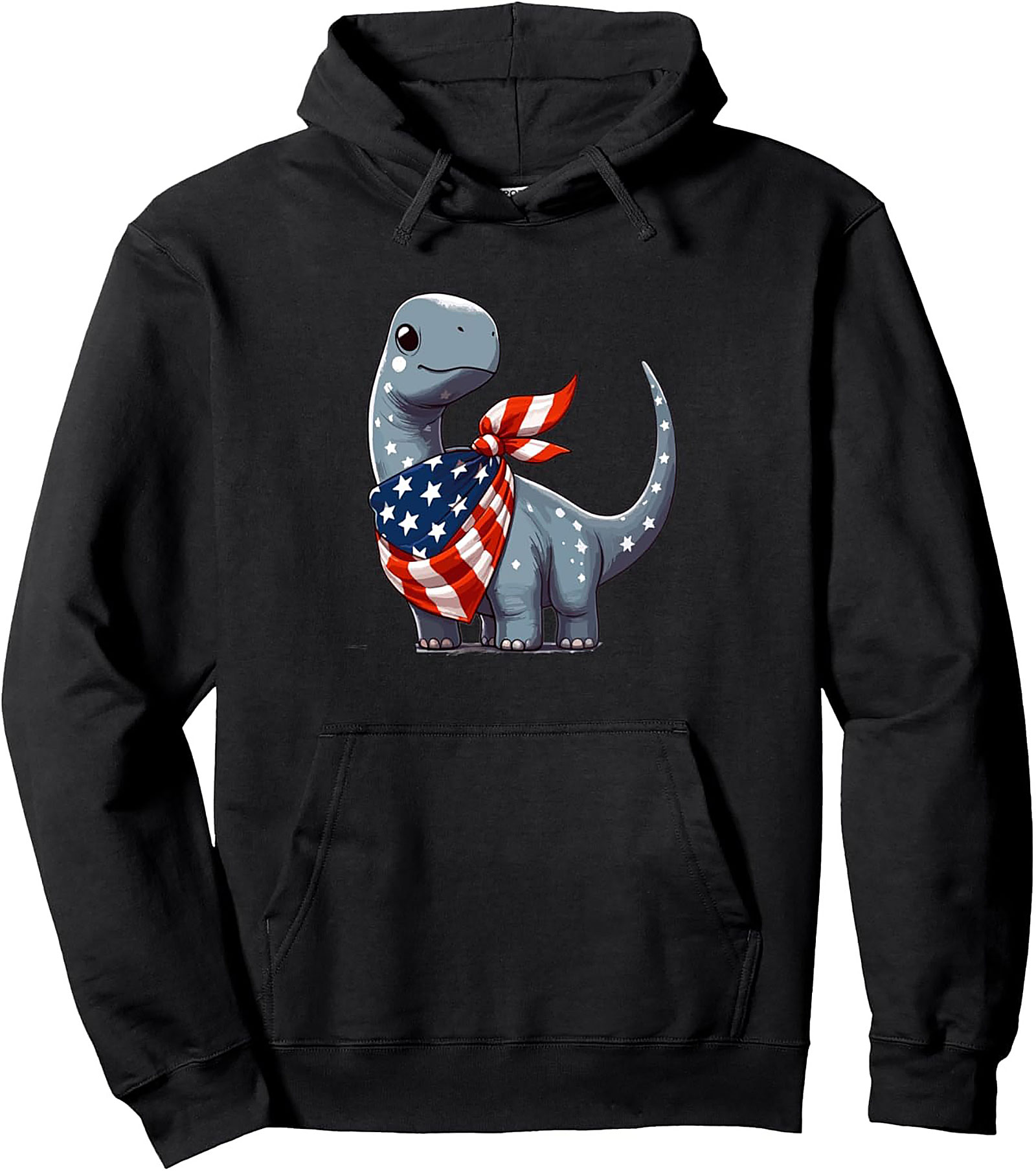 Patriotic Dinosaur Pullover Hoodie | Cute USA Dino Graphic