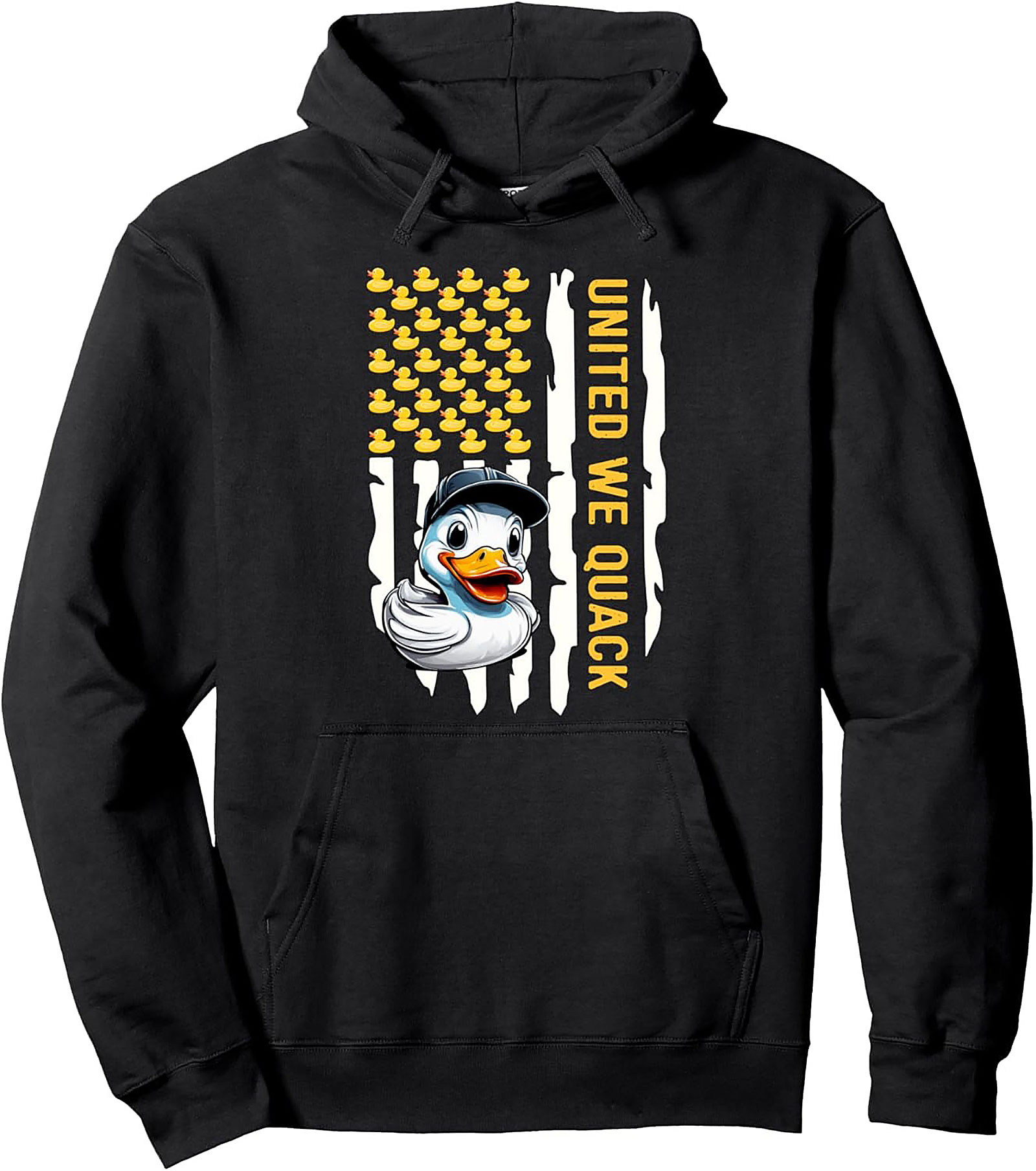 United We Quack Pullover Hoodie | Patriotic Duck Graphic