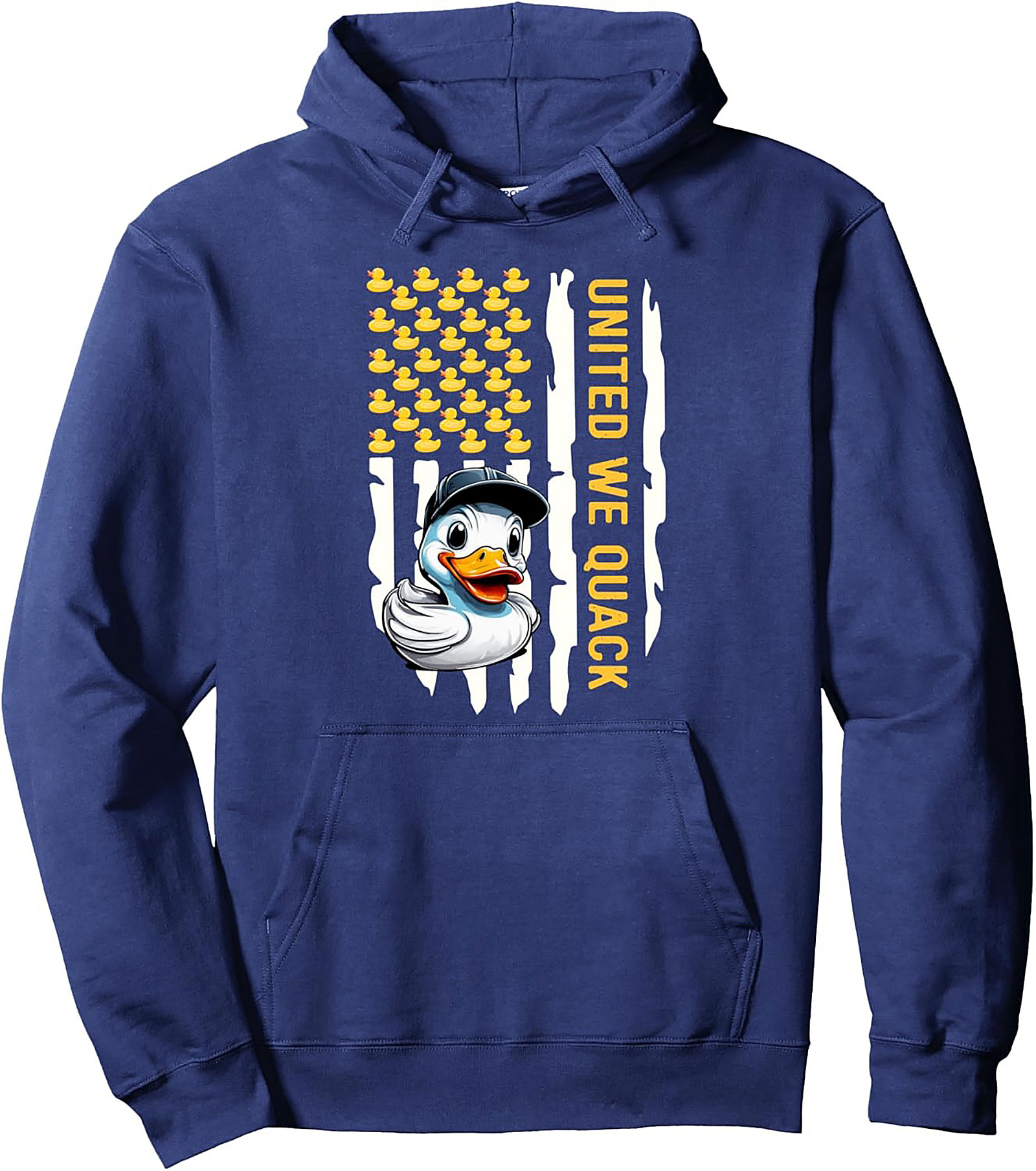 United We Quack Pullover Hoodie | Patriotic Duck Graphic