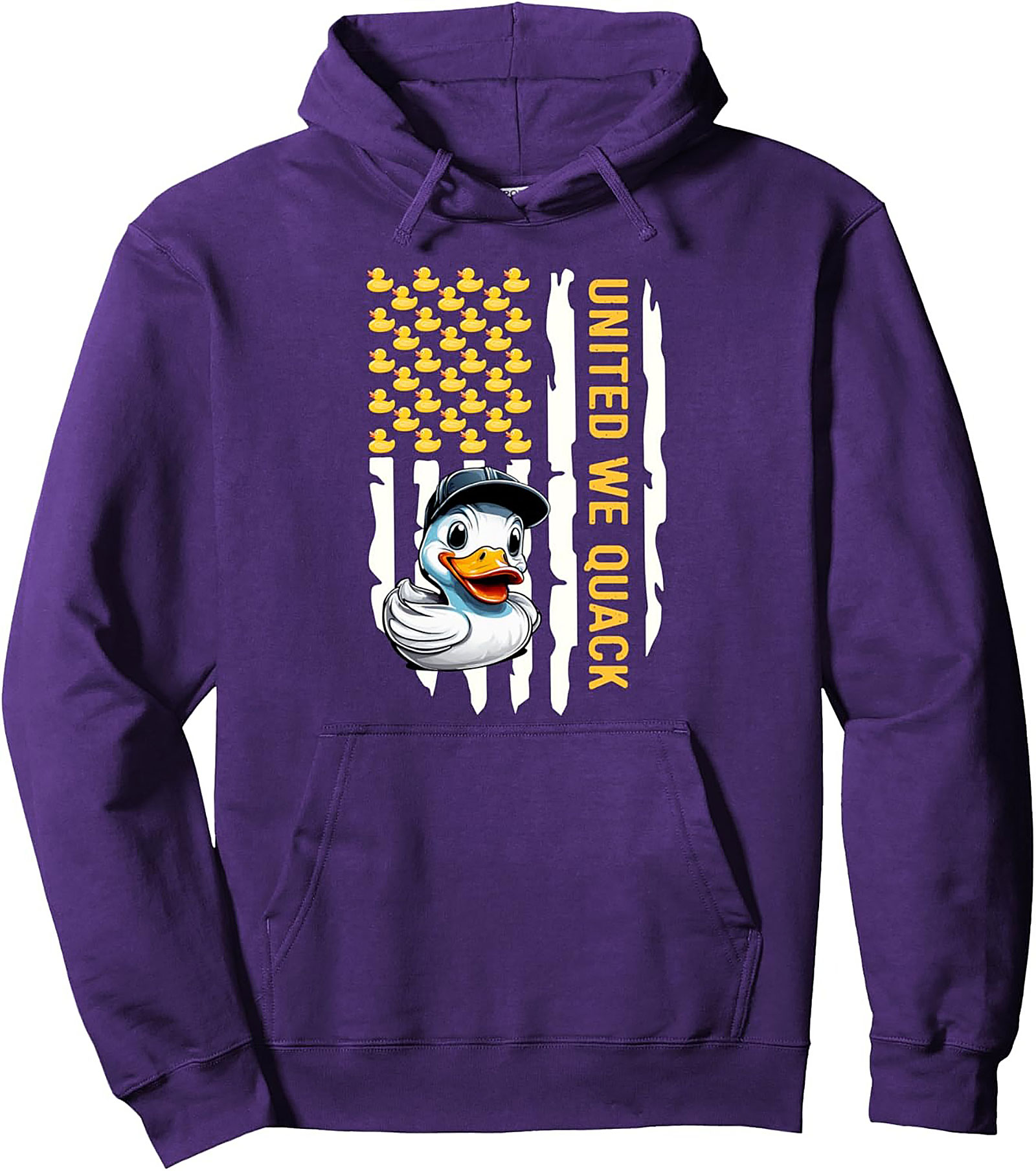United We Quack Pullover Hoodie | Patriotic Duck Graphic