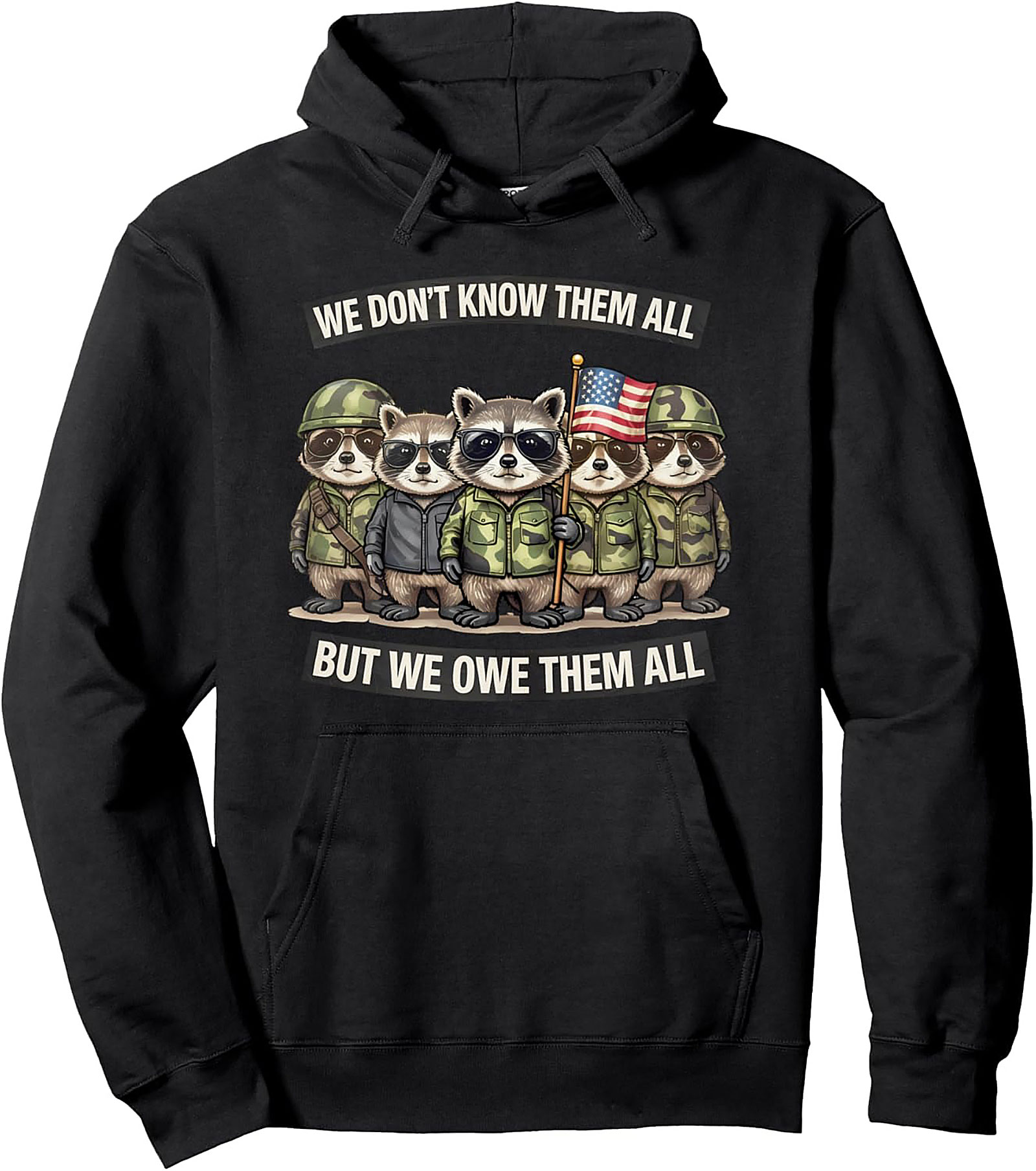 Patriotic Raccoon Pullover Hoodie | Veteran Graphic Hoodie
