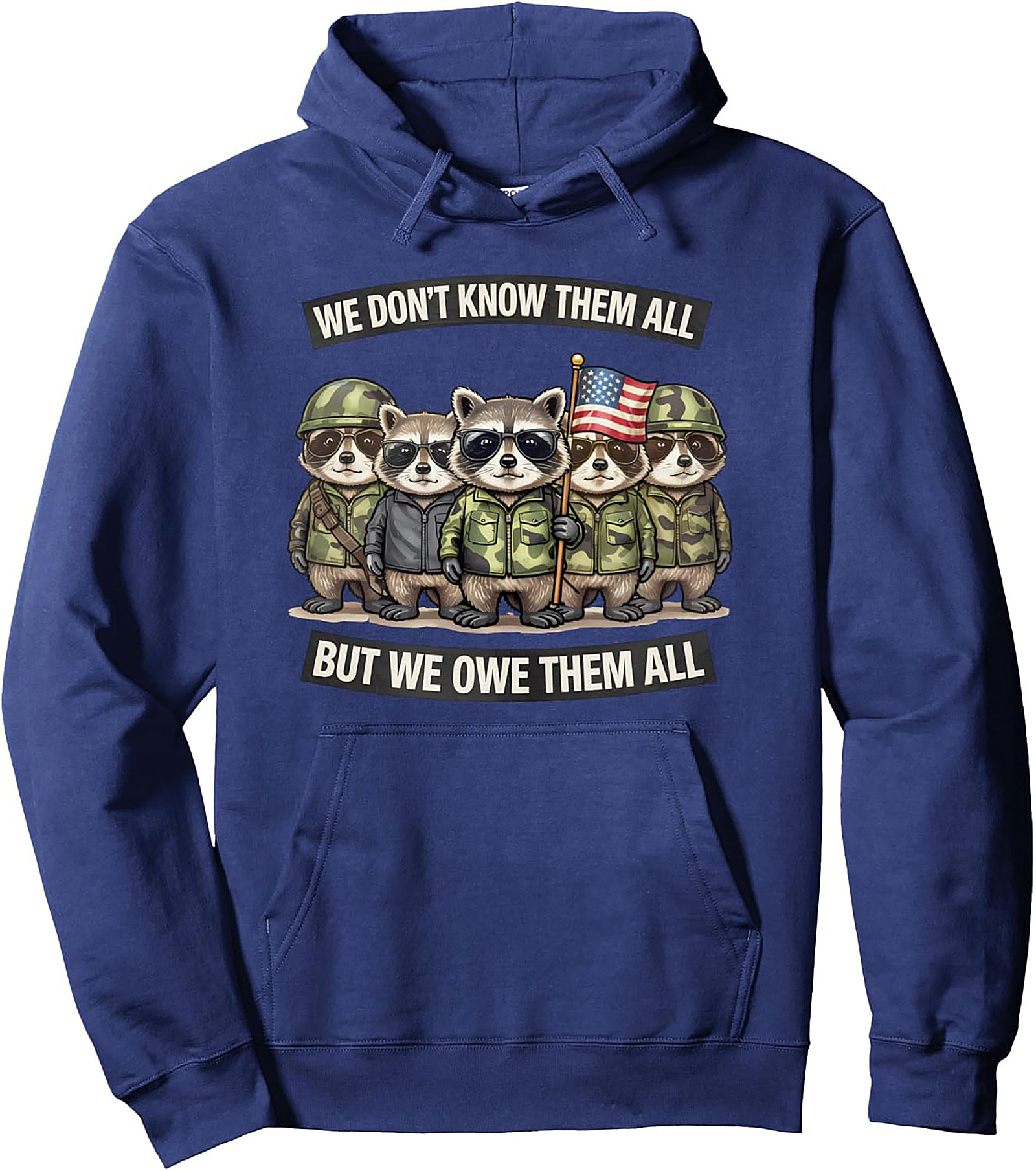 Patriotic Raccoon Pullover Hoodie | Veteran Graphic Hoodie