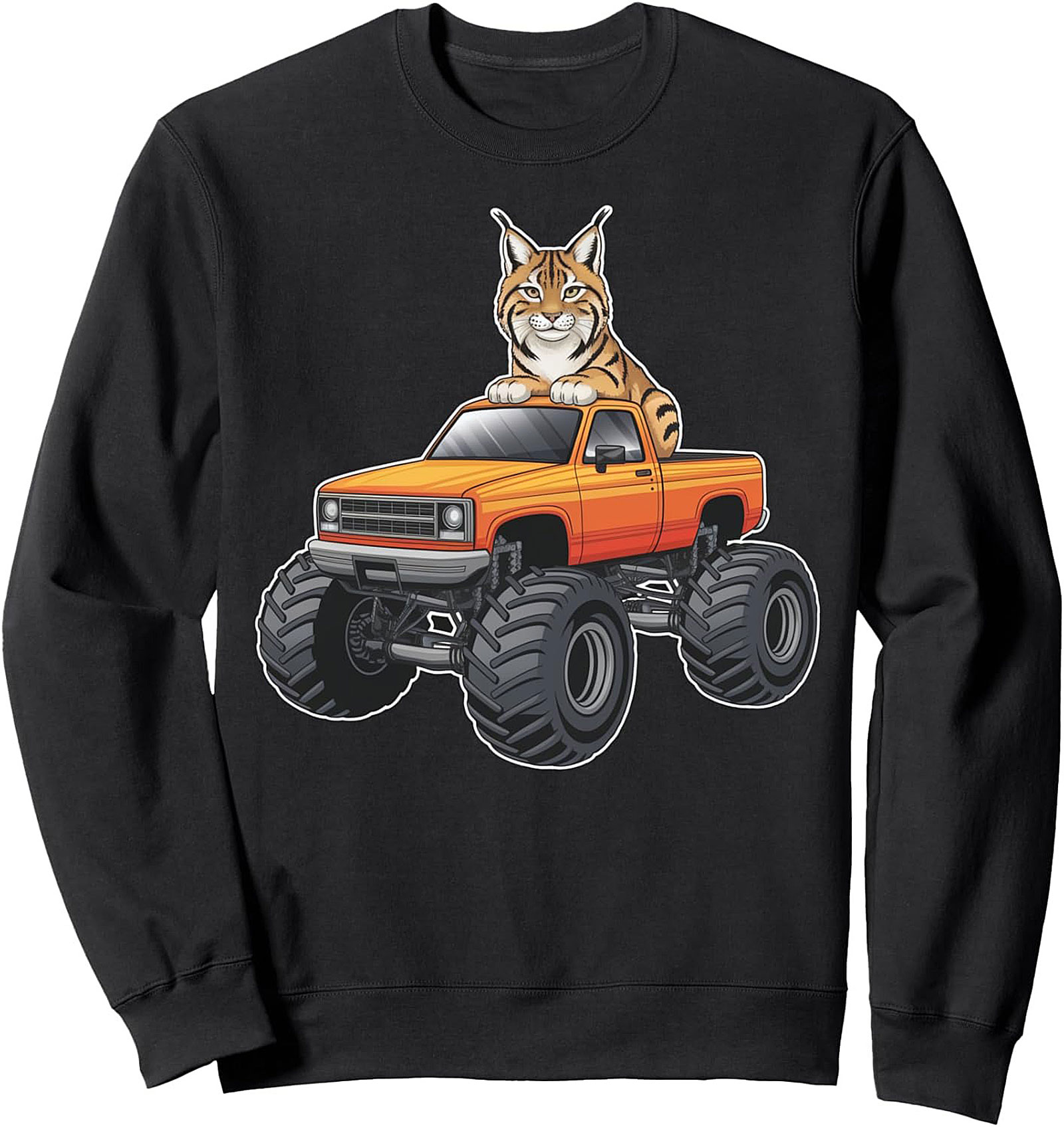 Bobcat Monster Truck Crewneck Sweatshirt: Off-Road Wildlife Graphic Pullover