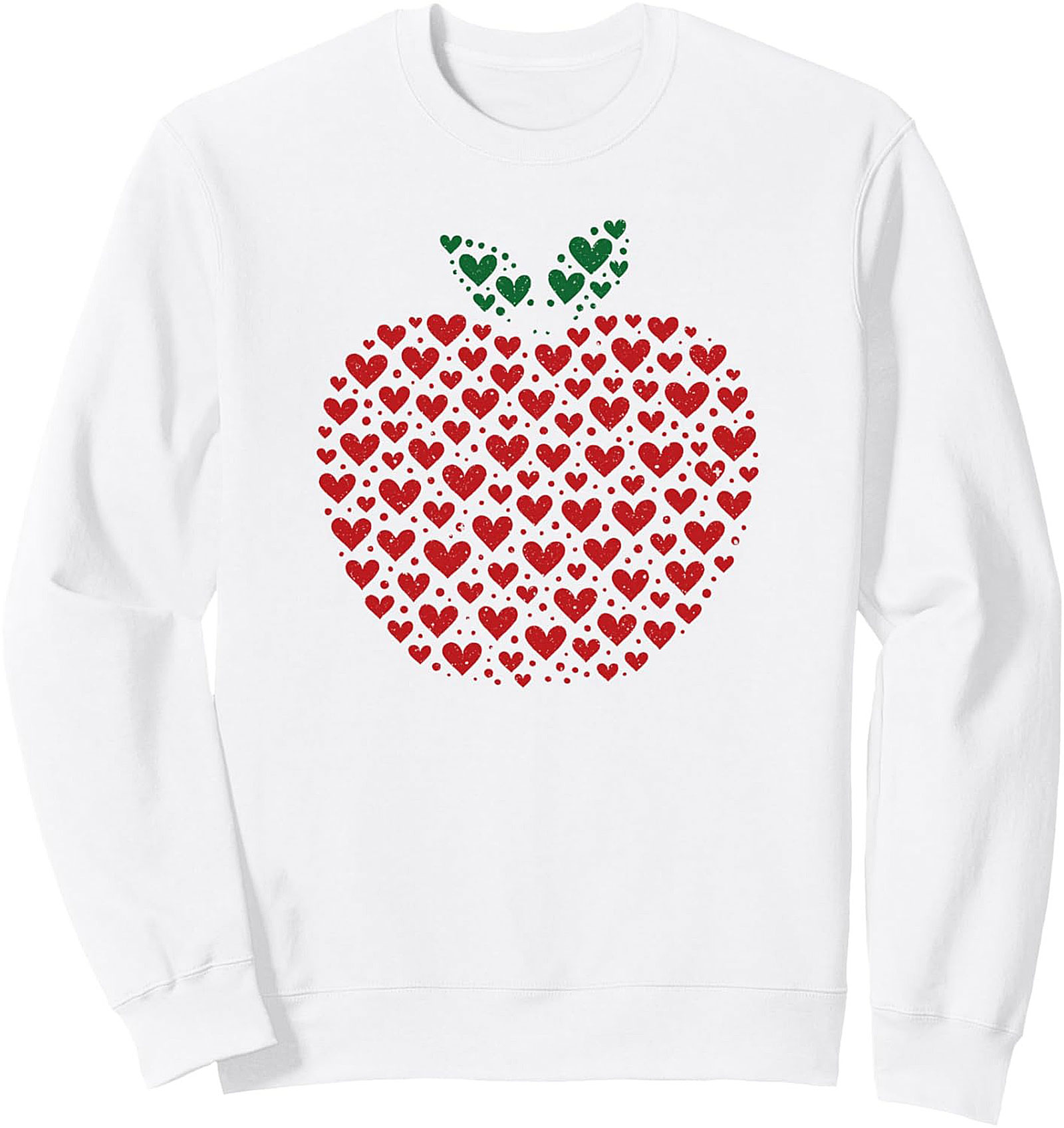 Teacher Appreciation Crewneck Sweatshirt Heart Apple Gift
