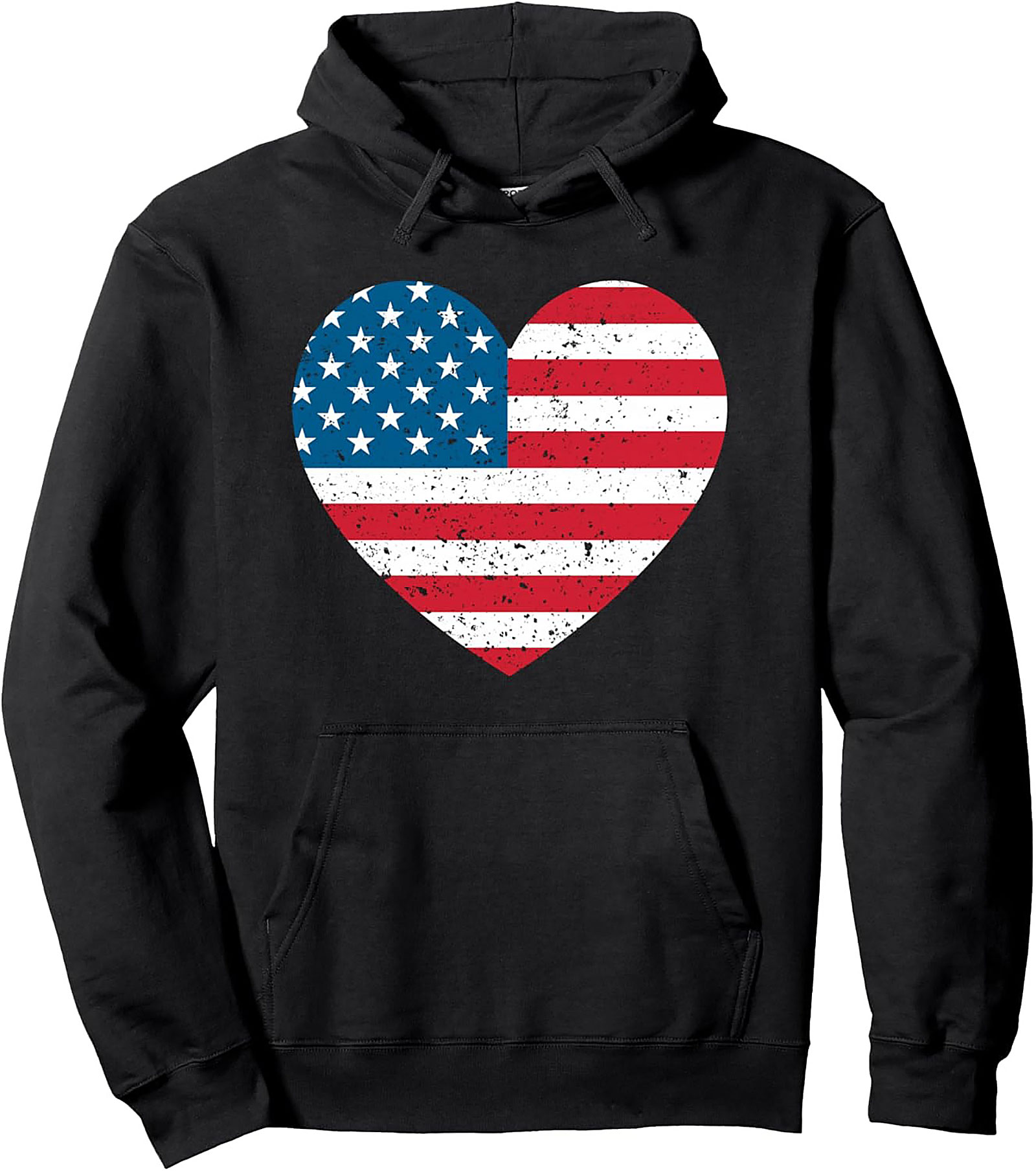 USA Flag Heart Pullover Hoodie | Distressed Patriotic Gift