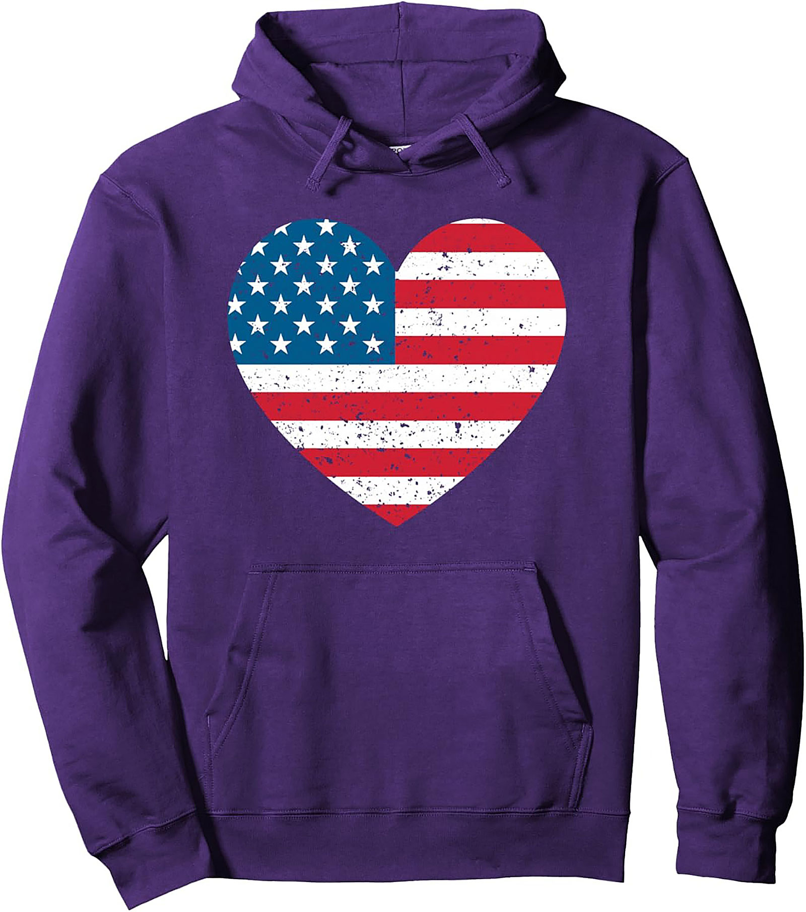 USA Flag Heart Pullover Hoodie | Distressed Patriotic Gift