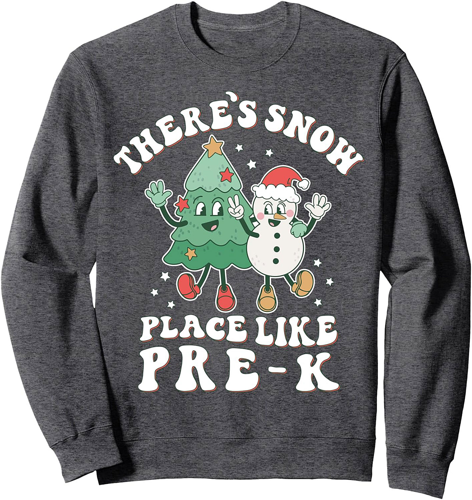 Pre-K Christmas Crewneck Sweatshirt Groovy Teacher Gift