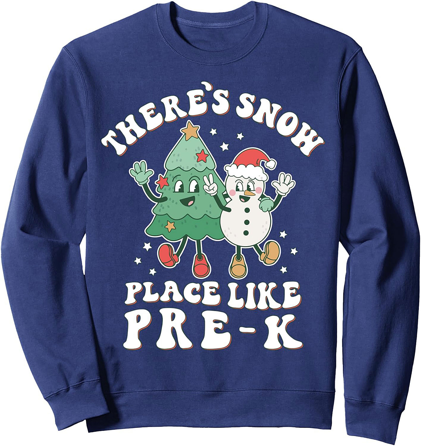 Pre-K Christmas Crewneck Sweatshirt Groovy Teacher Gift