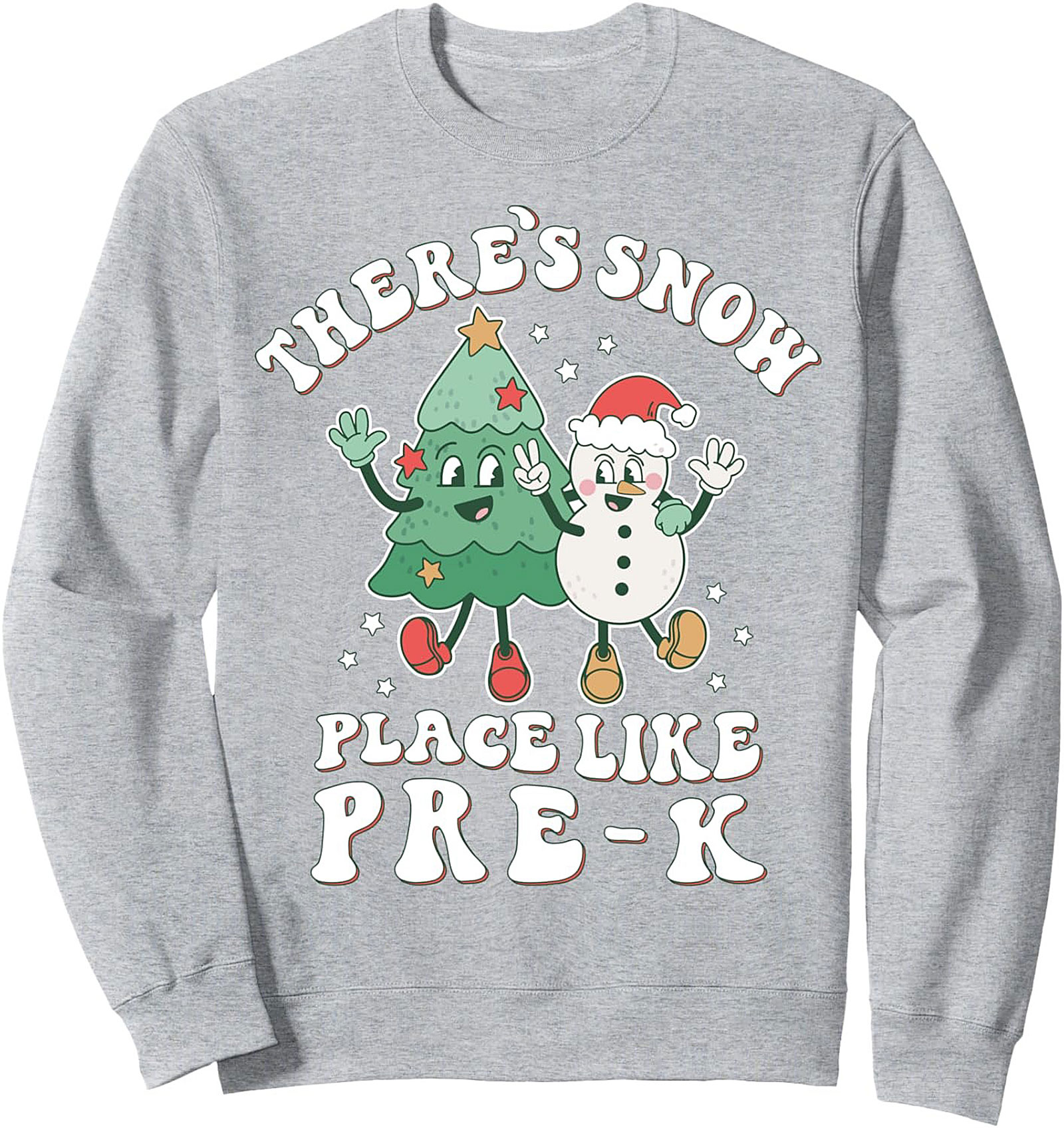 Pre-K Christmas Crewneck Sweatshirt Groovy Teacher Gift