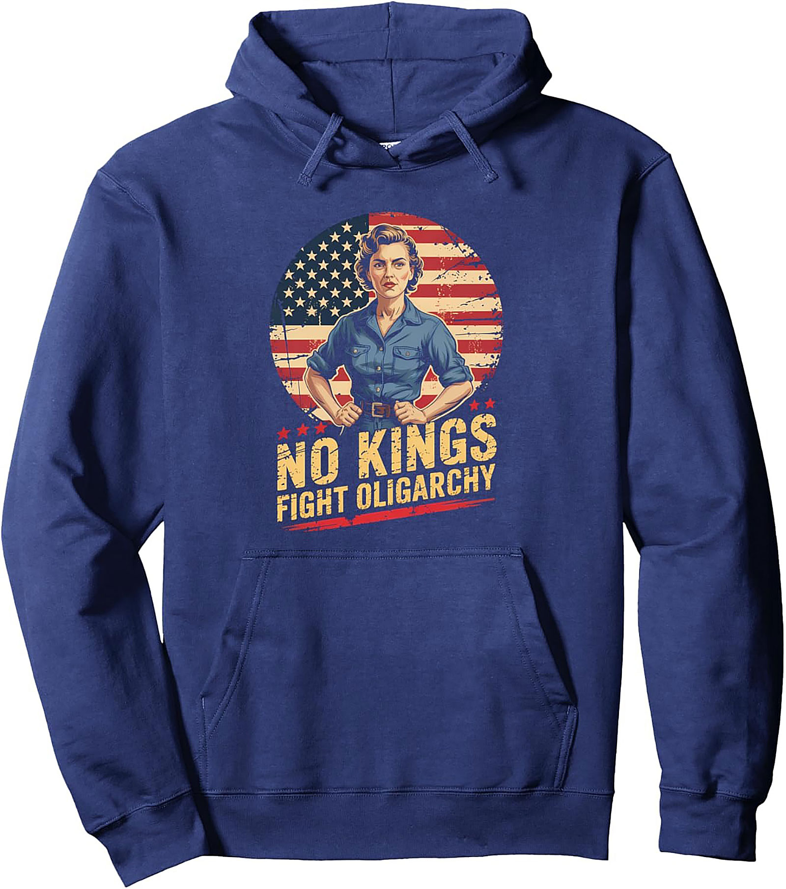 No Kings Fight Oligarchy Patriotic Pullover Hoodie