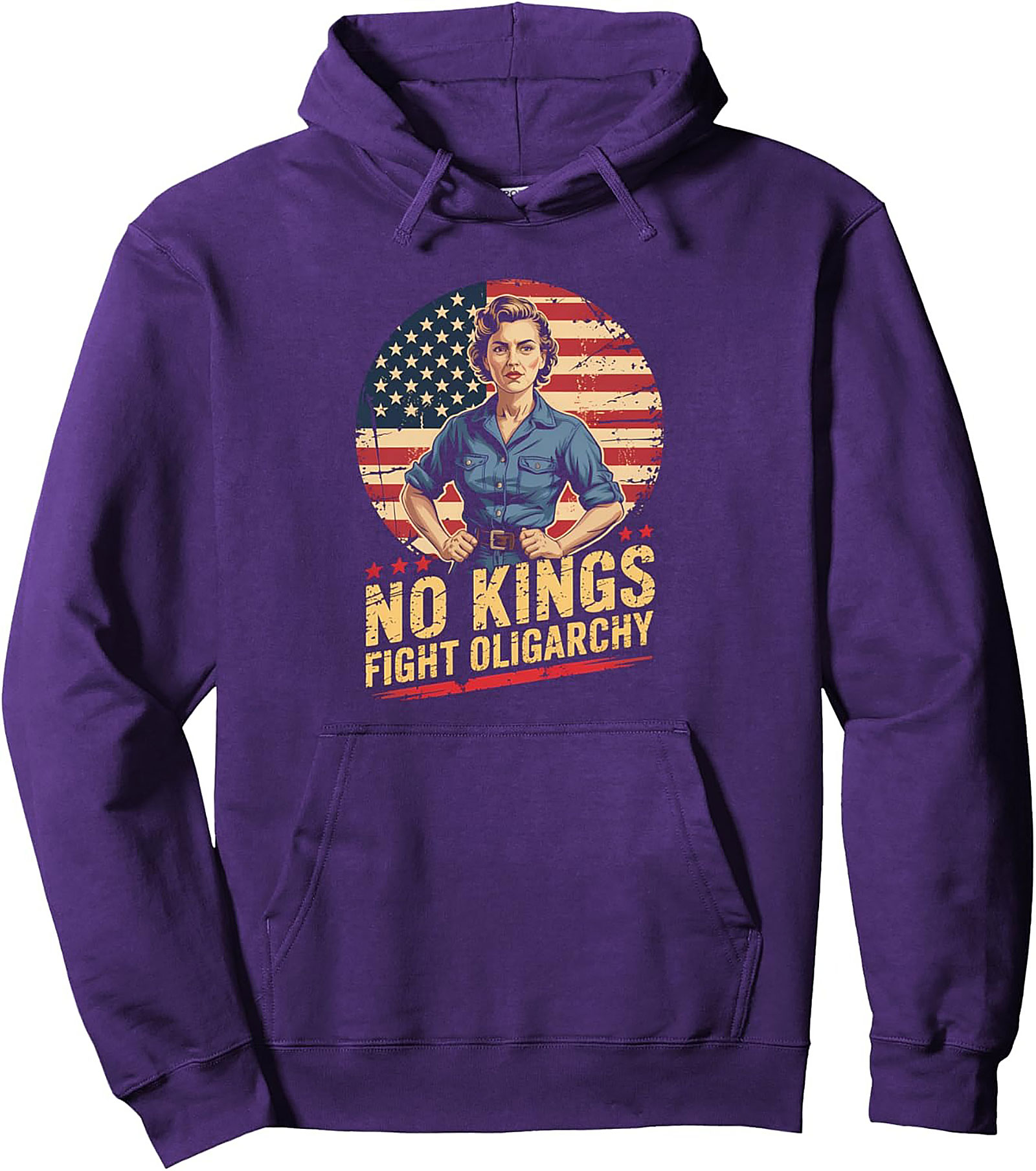 No Kings Fight Oligarchy Patriotic Pullover Hoodie