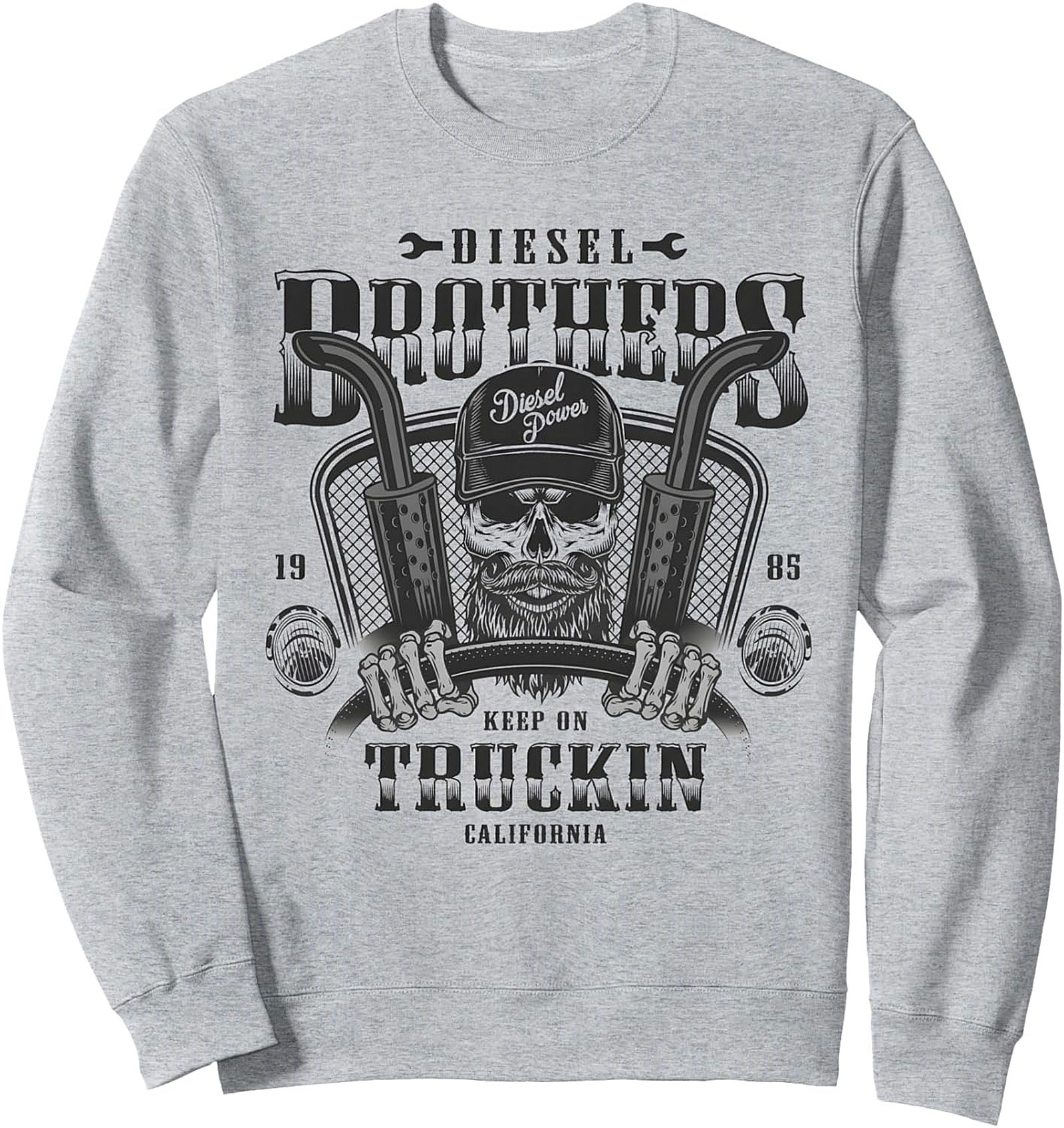 DIESEL TRUCKING GRAPHIC SWEATSHIRT – KEEP ON TRUCKIN' SKULL CREWNECK