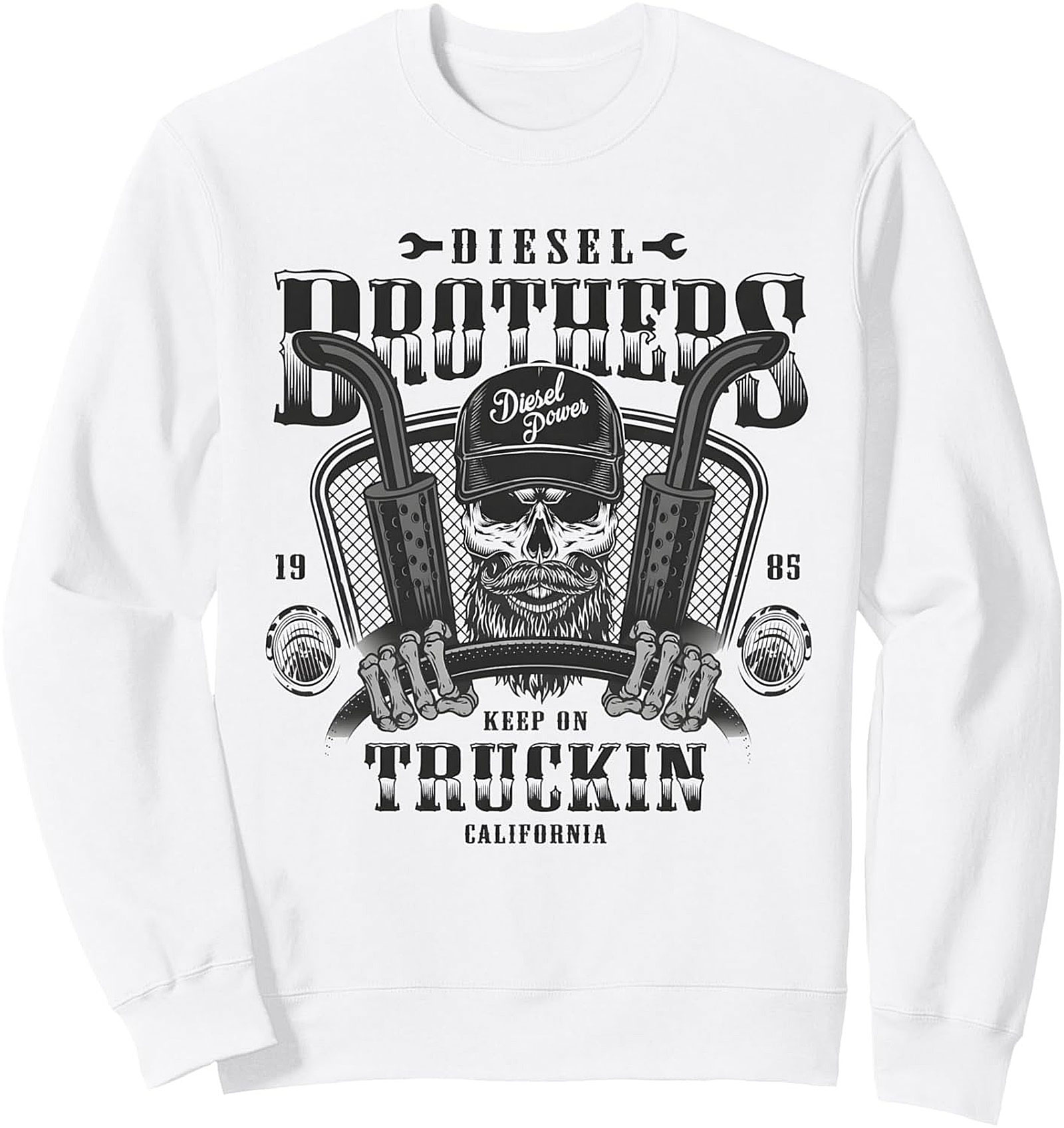DIESEL TRUCKING GRAPHIC SWEATSHIRT – KEEP ON TRUCKIN' SKULL CREWNECK